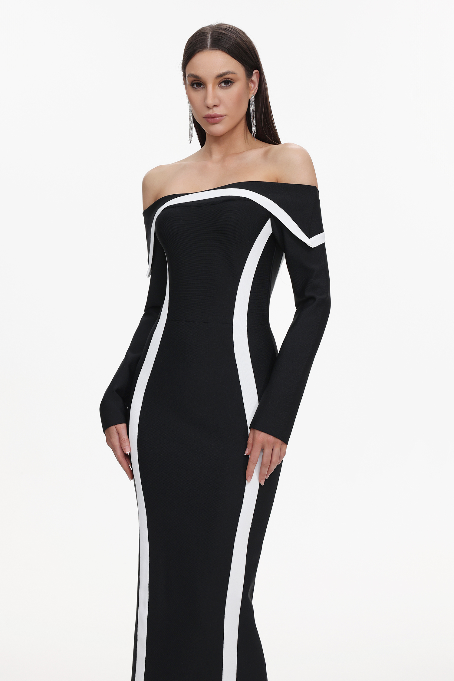 Hilda Off-the-Shoulder Long Sleeve Maxi Dress