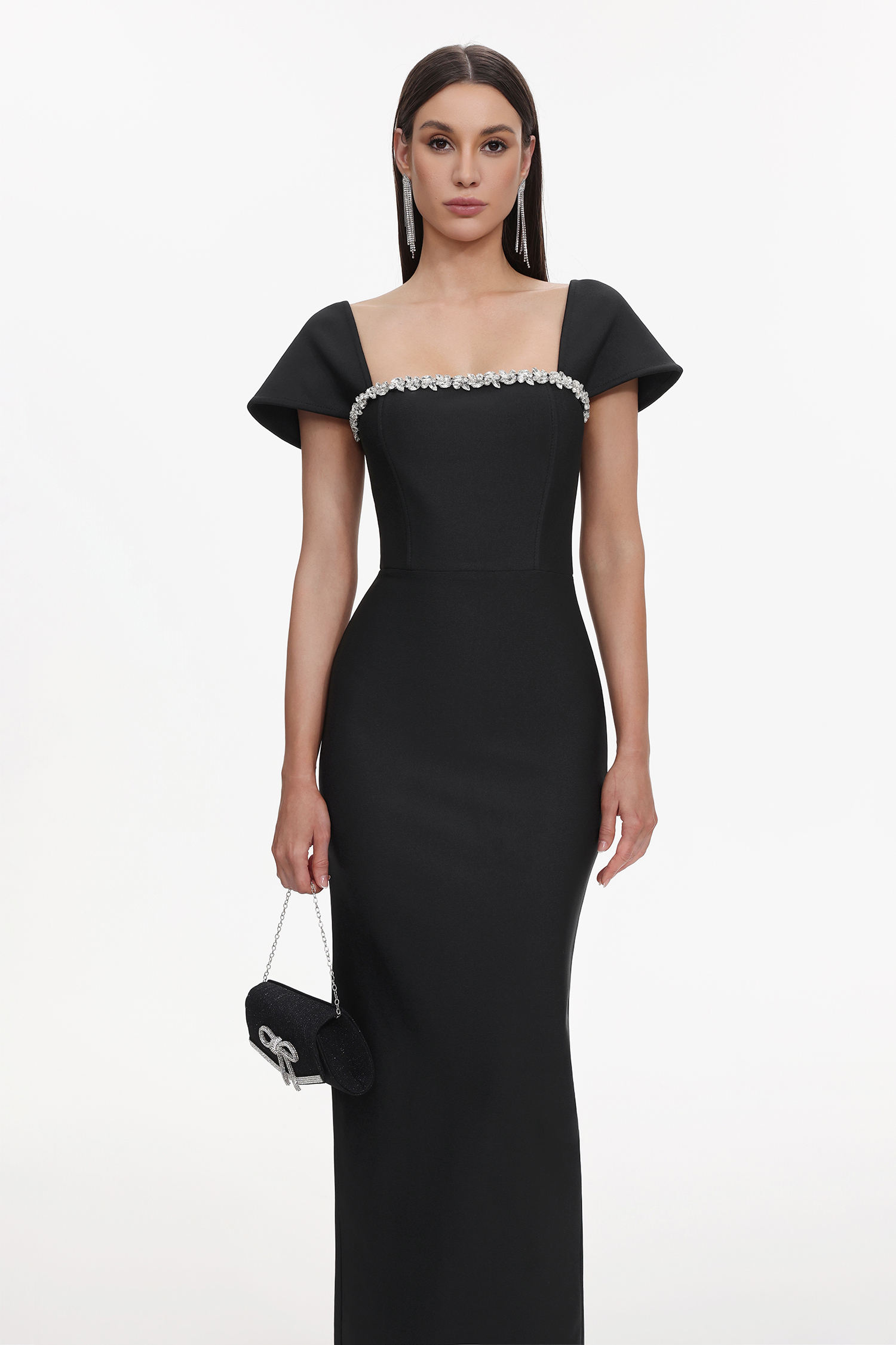 Romelle Short Sleeve Diamond Bandage Maxi Dress