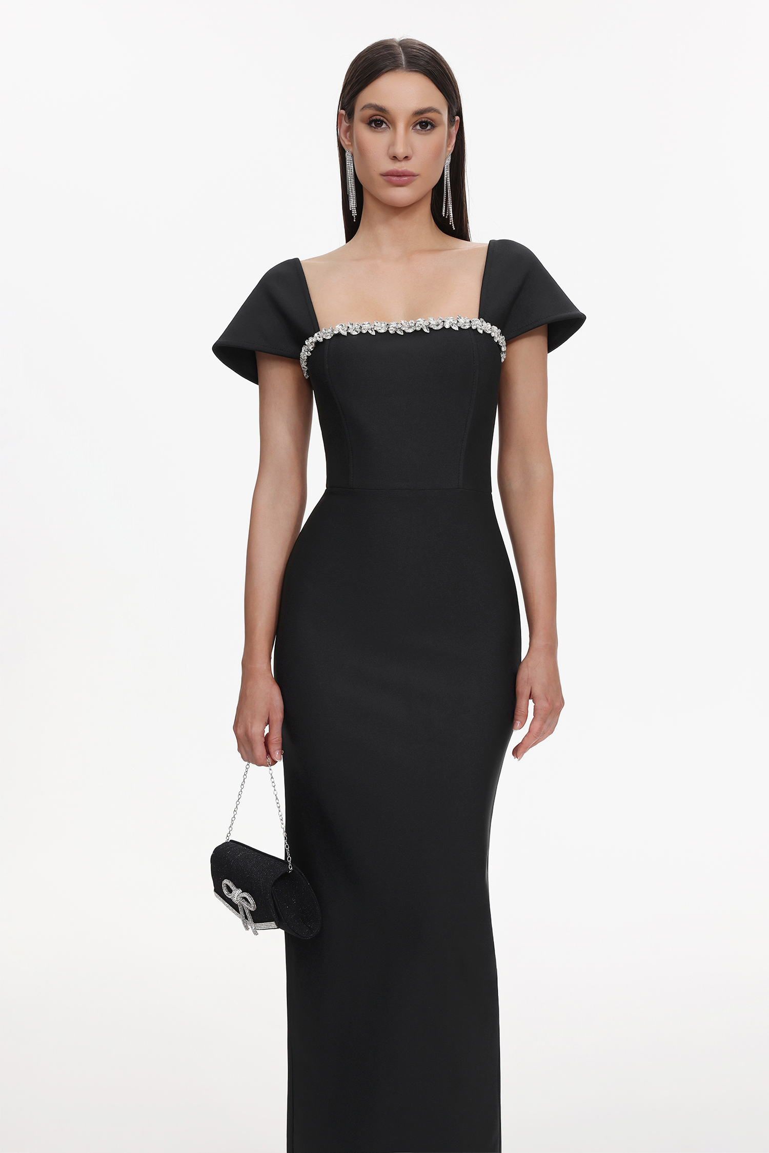 Romelle Short Sleeve Diamond Bandage Maxi Dress