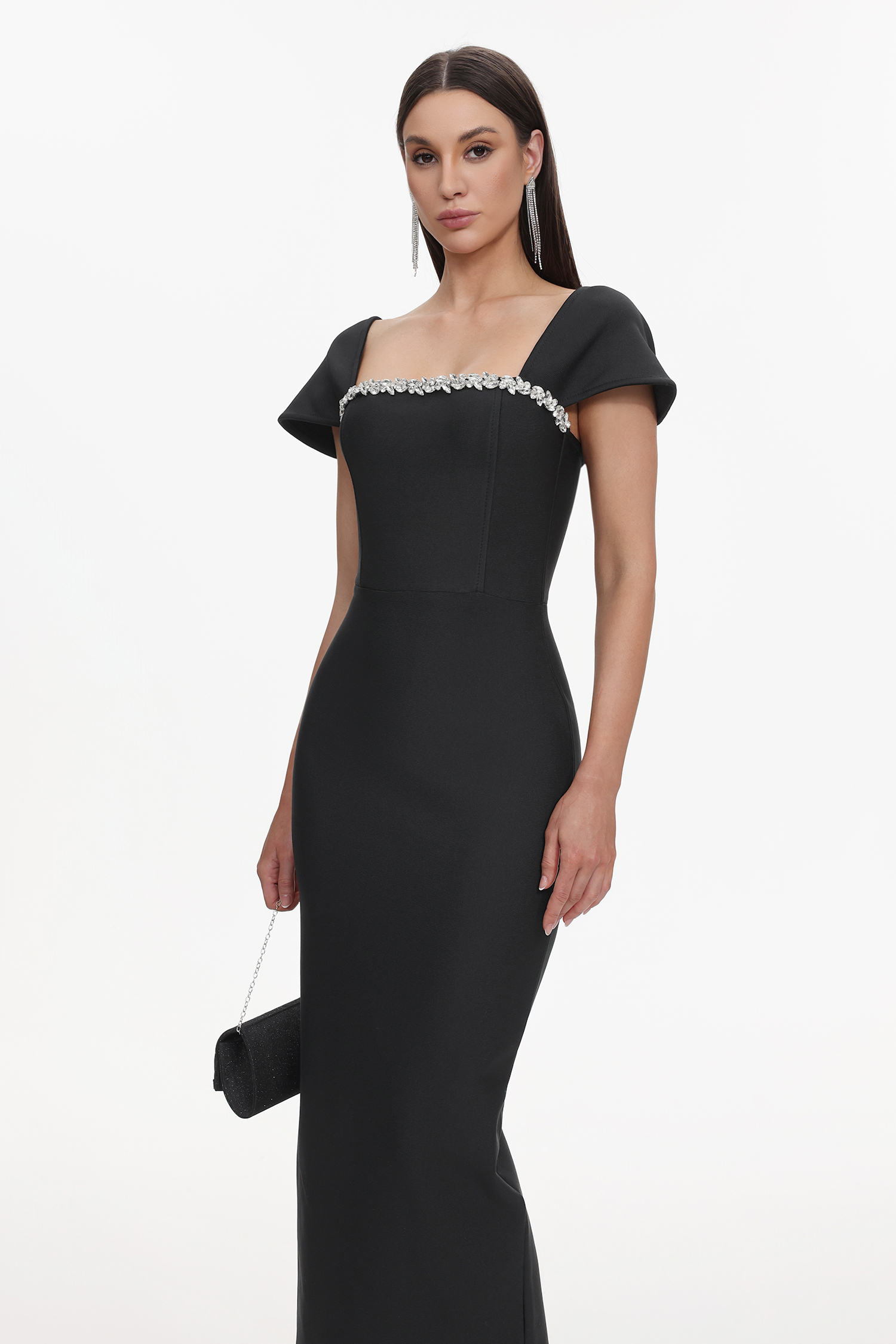 Romelle Short Sleeve Diamond Bandage Maxi Dress