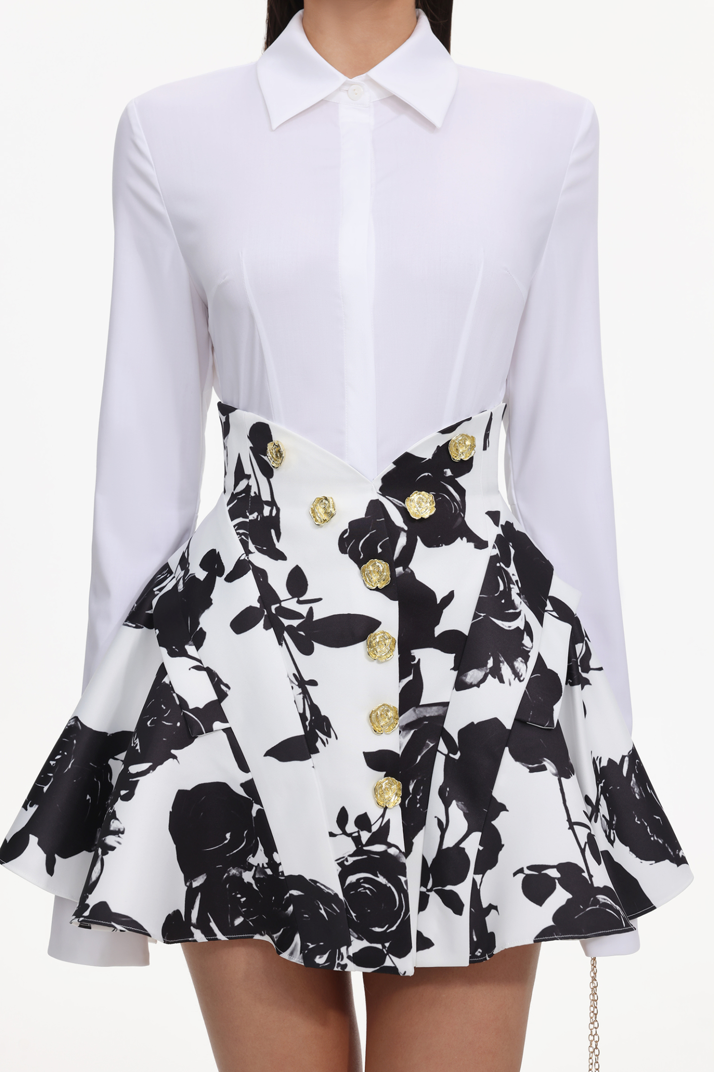 Eithne Long Sleeve Printing Mini Two-Piece Set