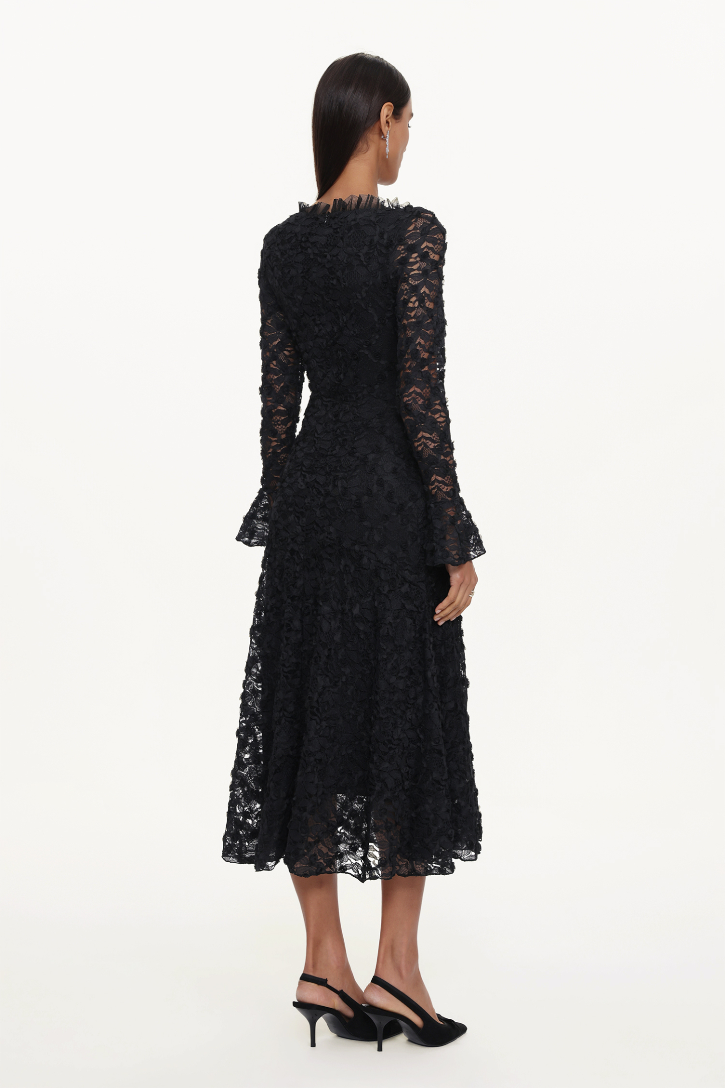 Lorelie Elegant Flowy Long Sleeve Floral Woven Maxi Dress