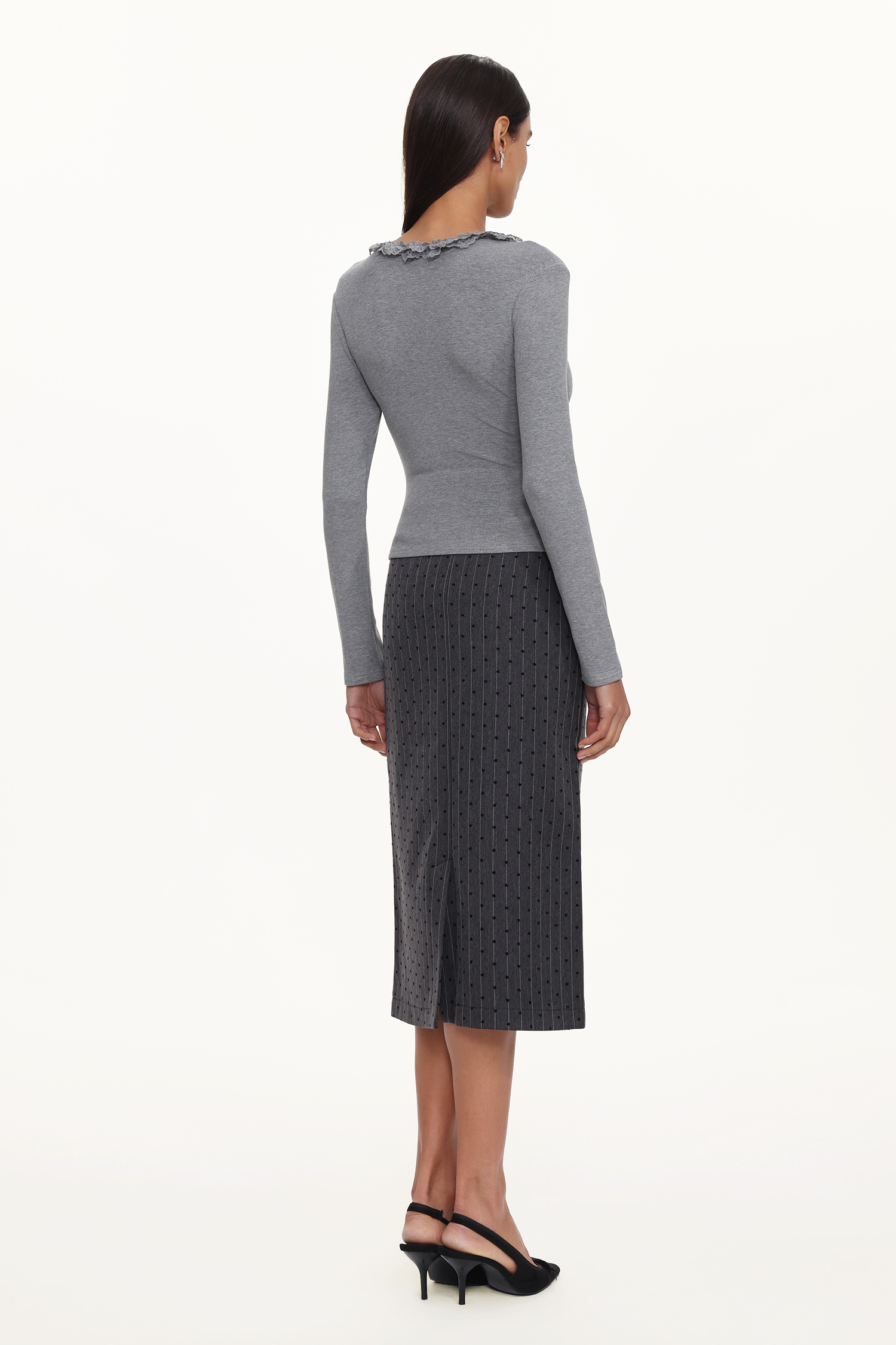 Jenny Chic Contour V Neck Long Sleeve Lace Knit Top – Bellabarnett