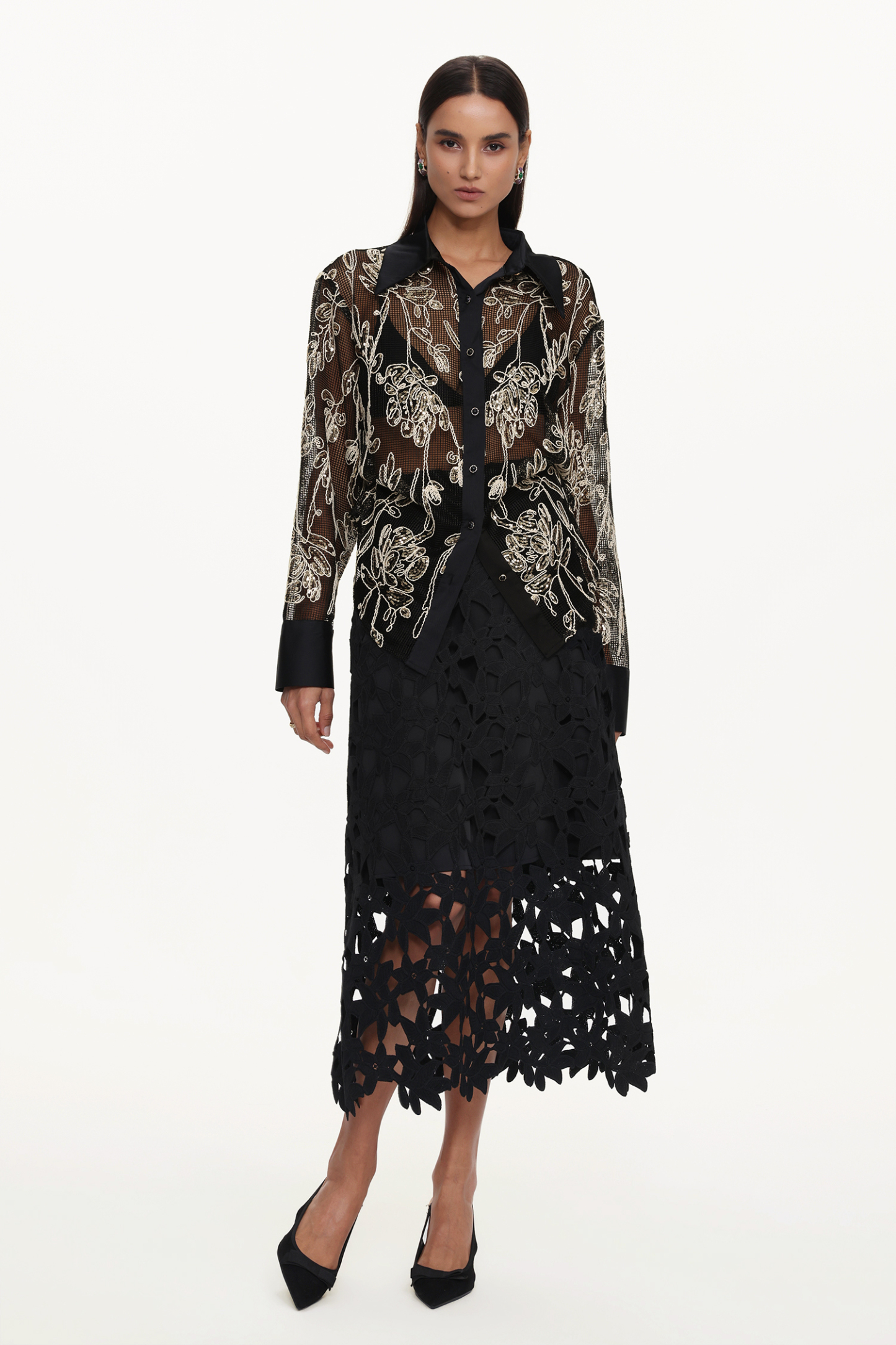 Wilma Elegant Tailored Woven Top And Skirt Set