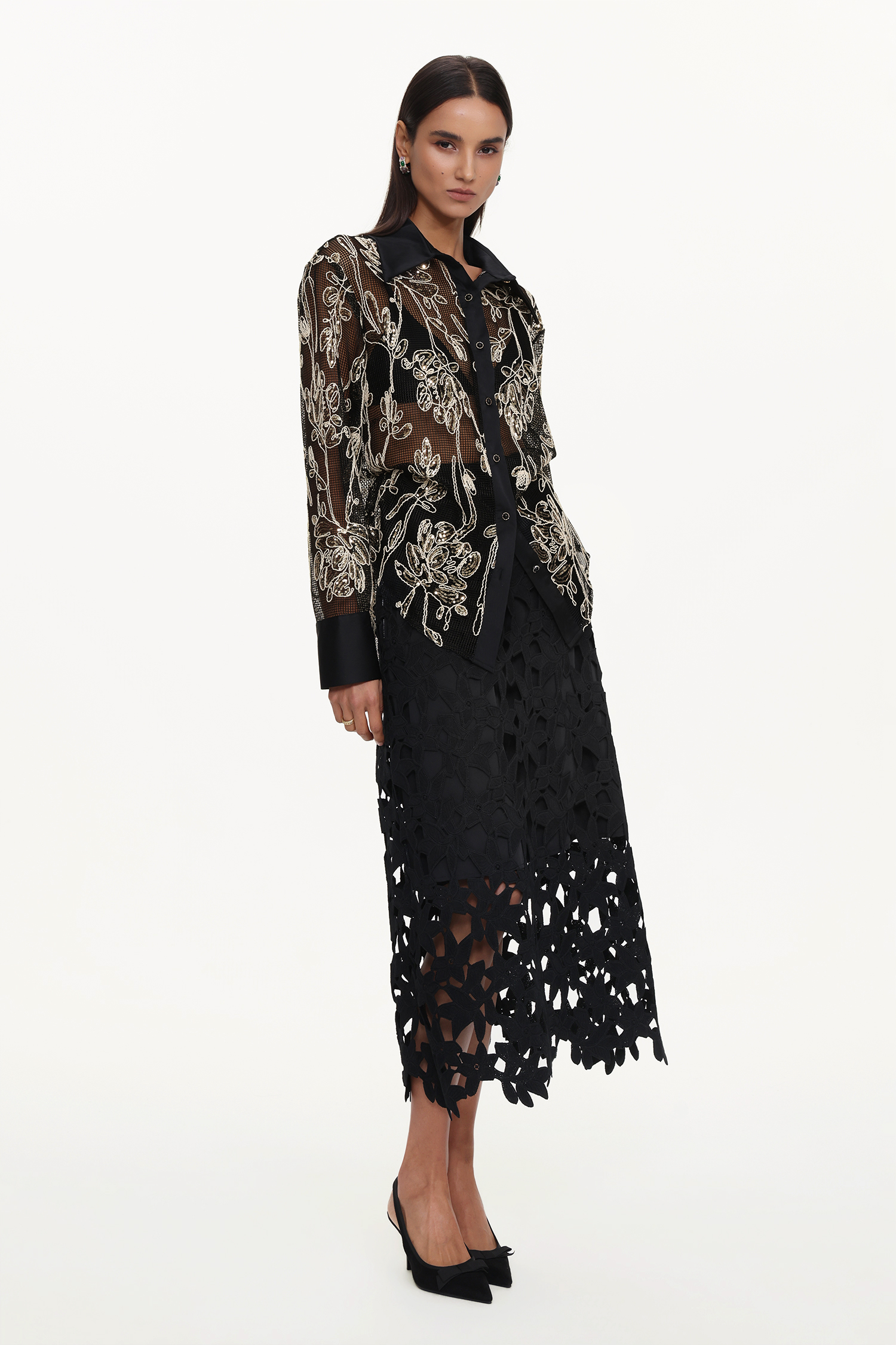 Wilma Elegant Tailored Woven Top And Skirt Set