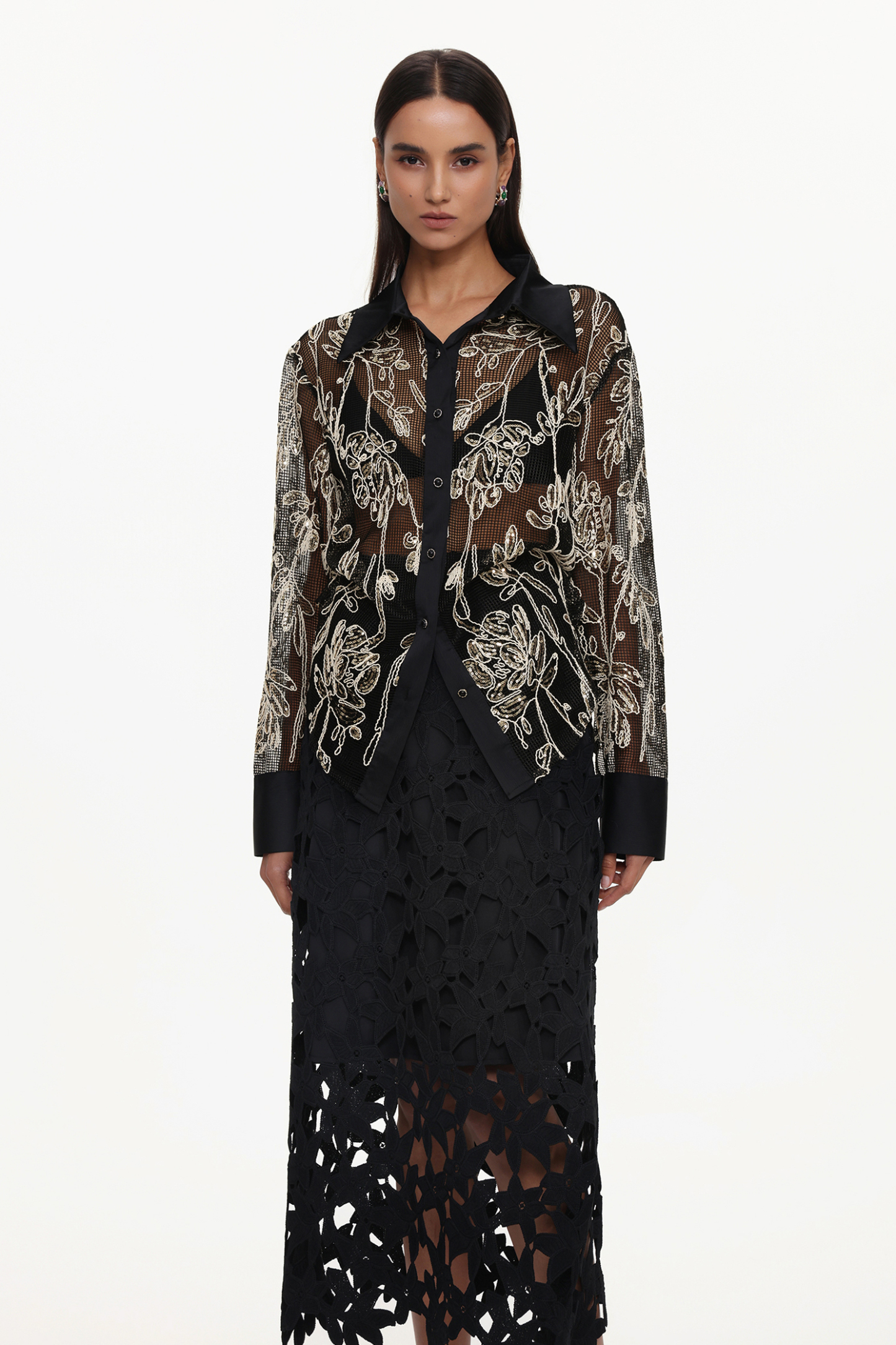 Wilma Elegant Tailored Woven Top And Skirt Set