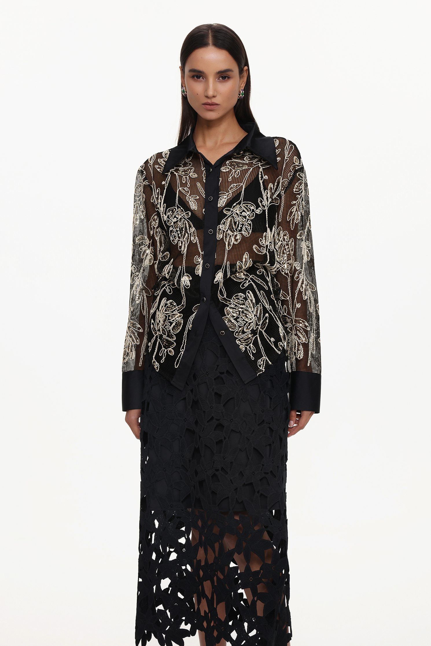 Wilma Elegant Tailored Woven Top And Skirt Set