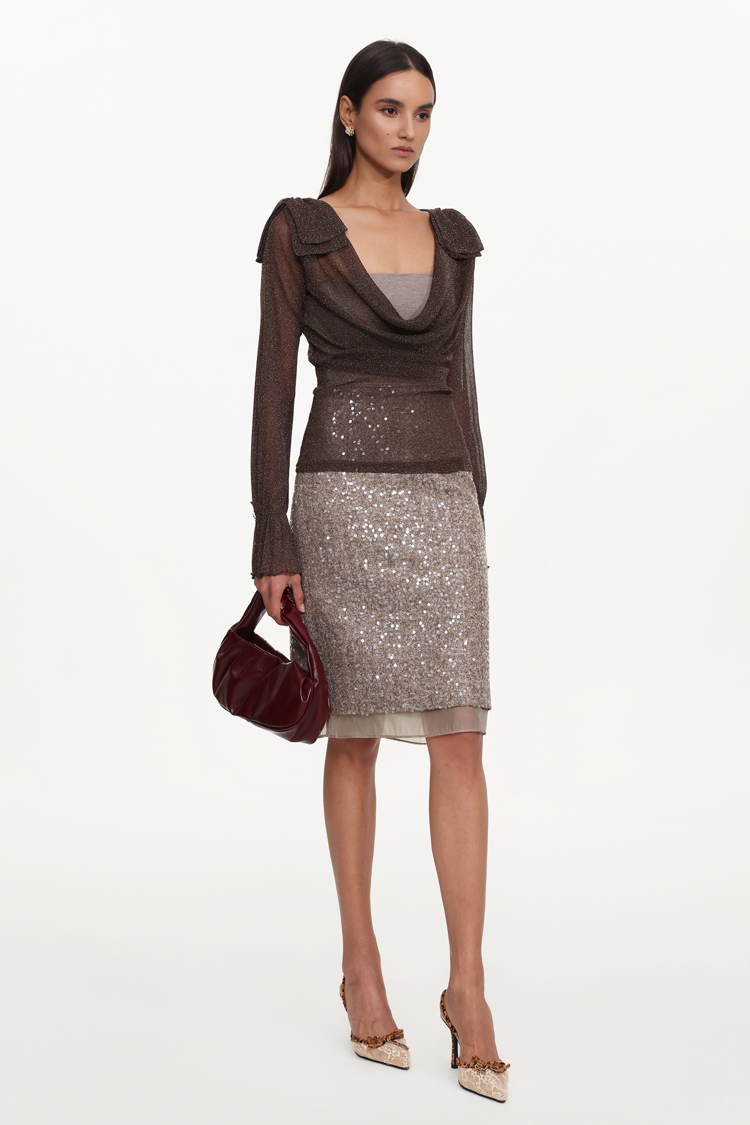 Lane Elegant Contour Top And Skirt Set