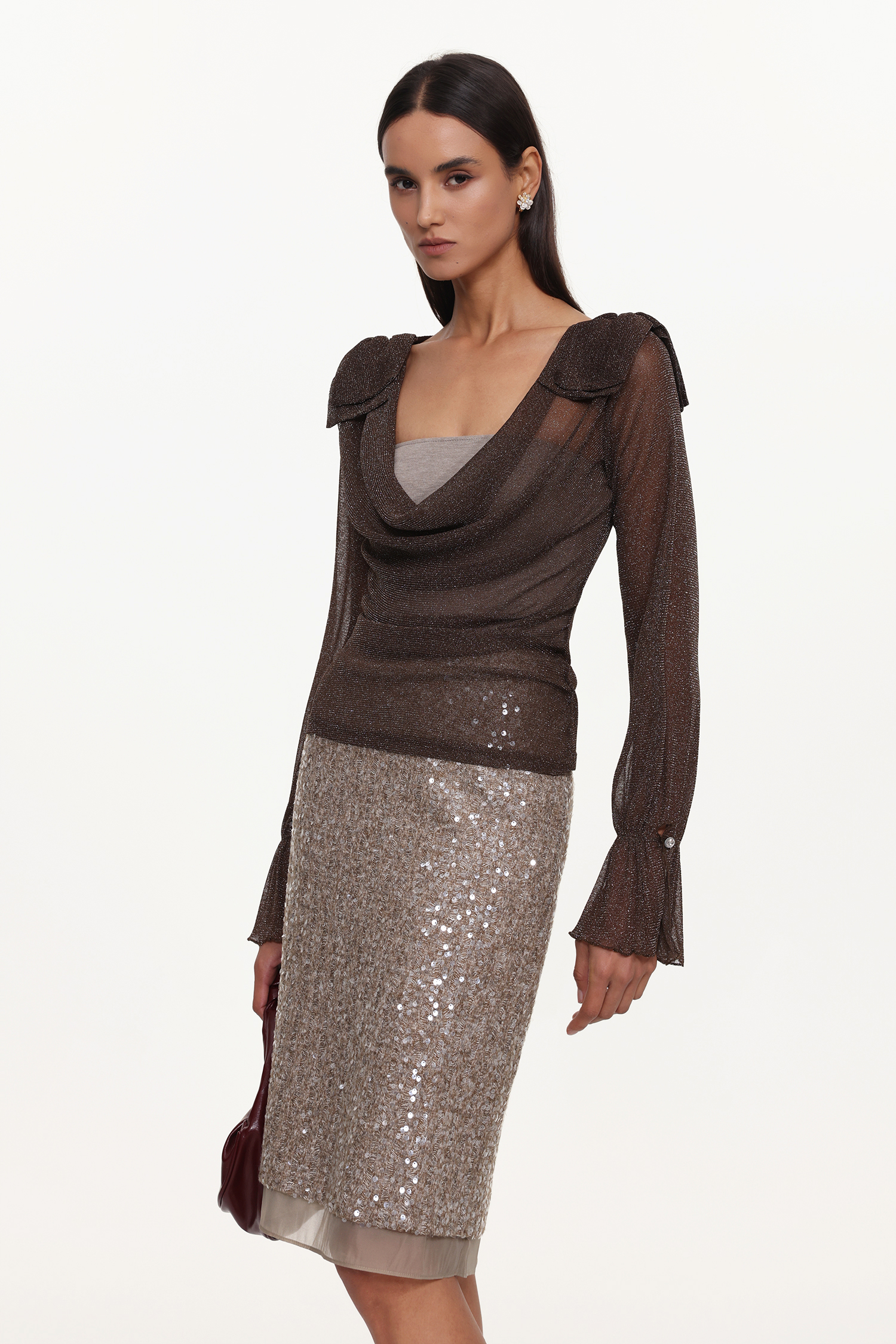 Lane Elegant Contour Top And Skirt Set