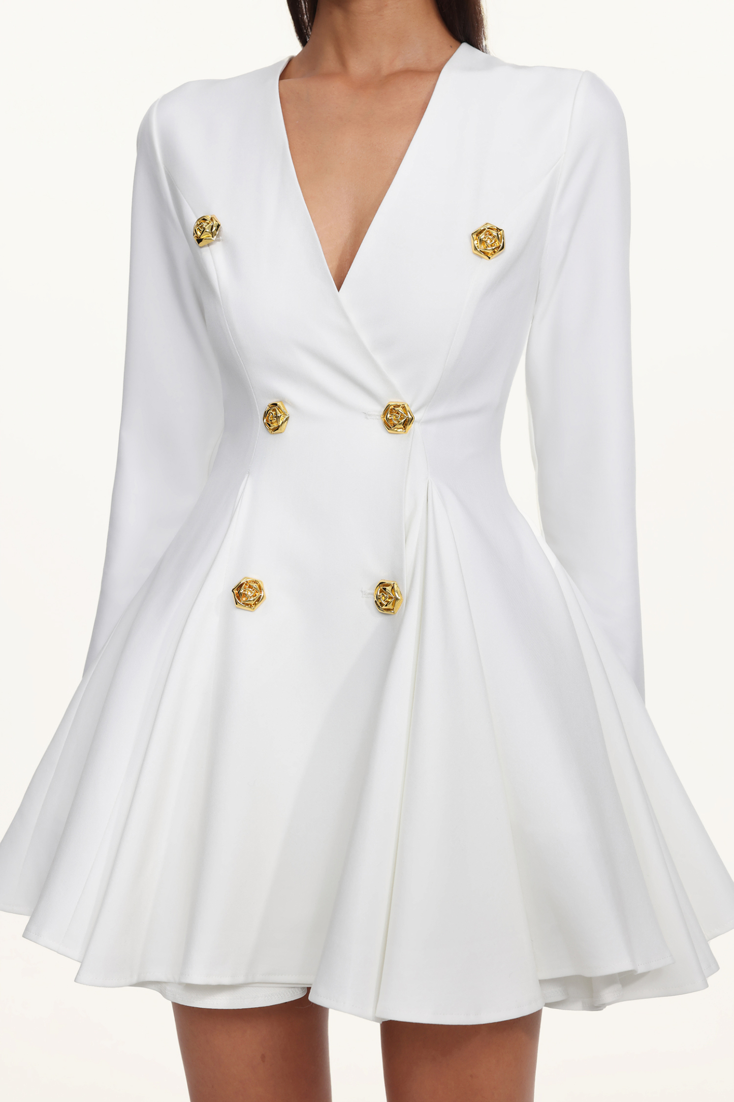 Klaria Elegant Cinched Long Sleeve Woven Blazer Dress