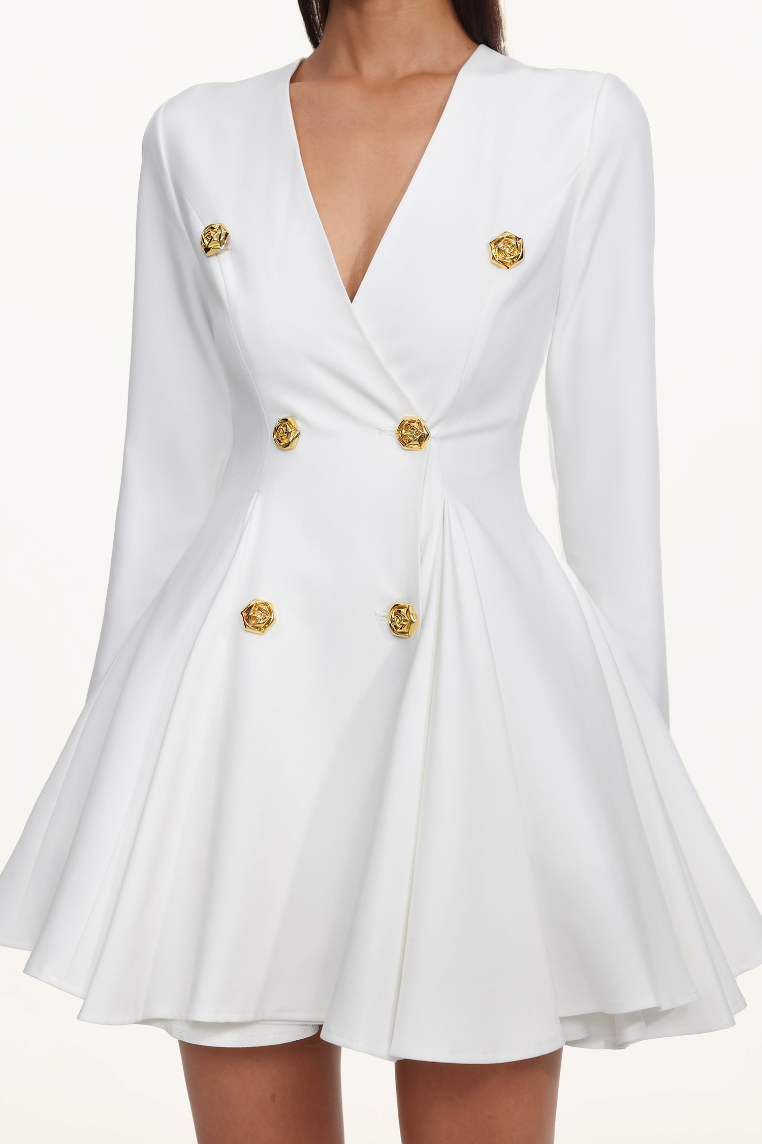 Klaria Elegant Cinched Long Sleeve Woven Blazer Dress