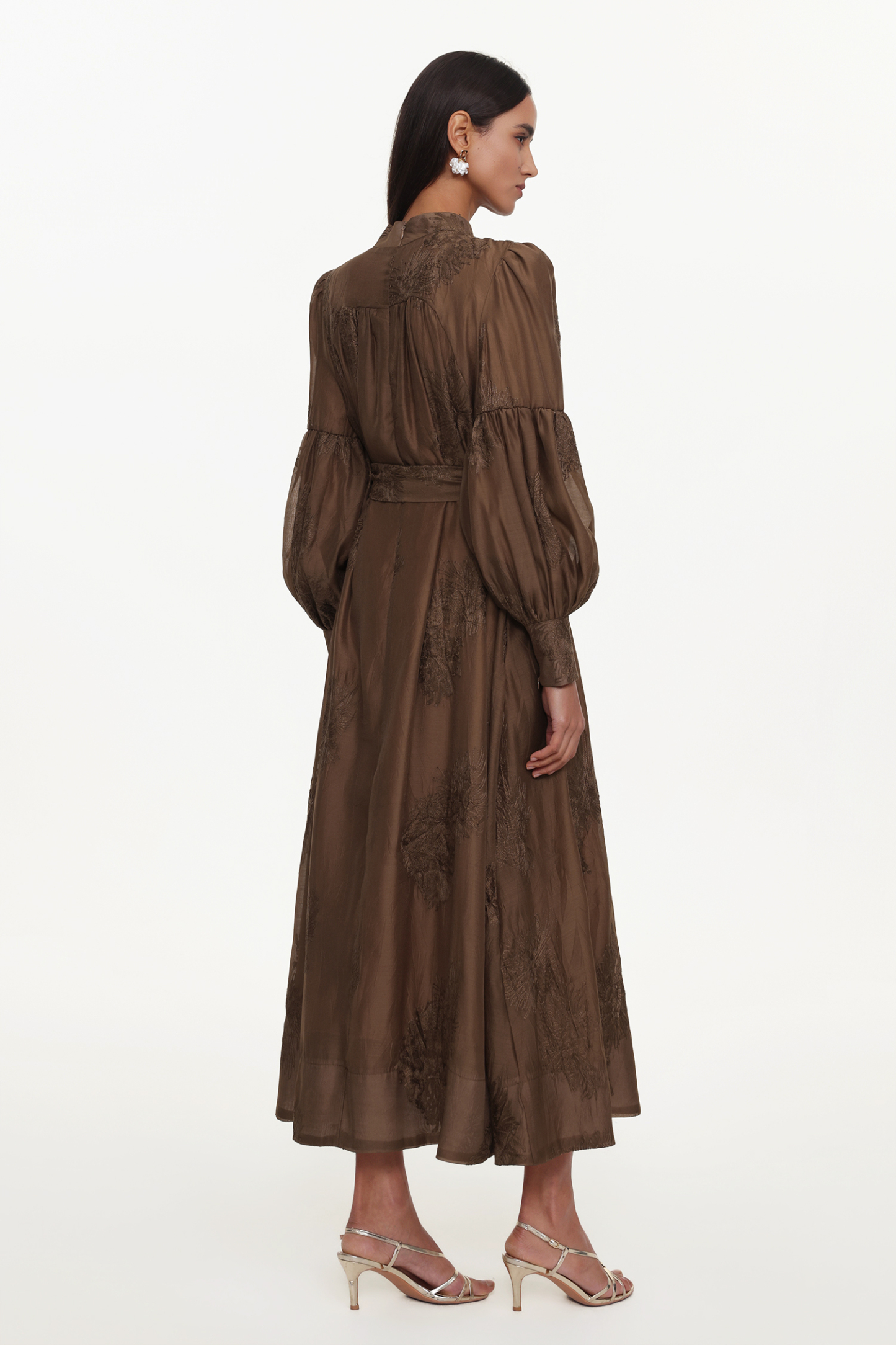 Jezebel Resort Flowy Long Sleeve Floral Embroidered Woven Maxi Dress