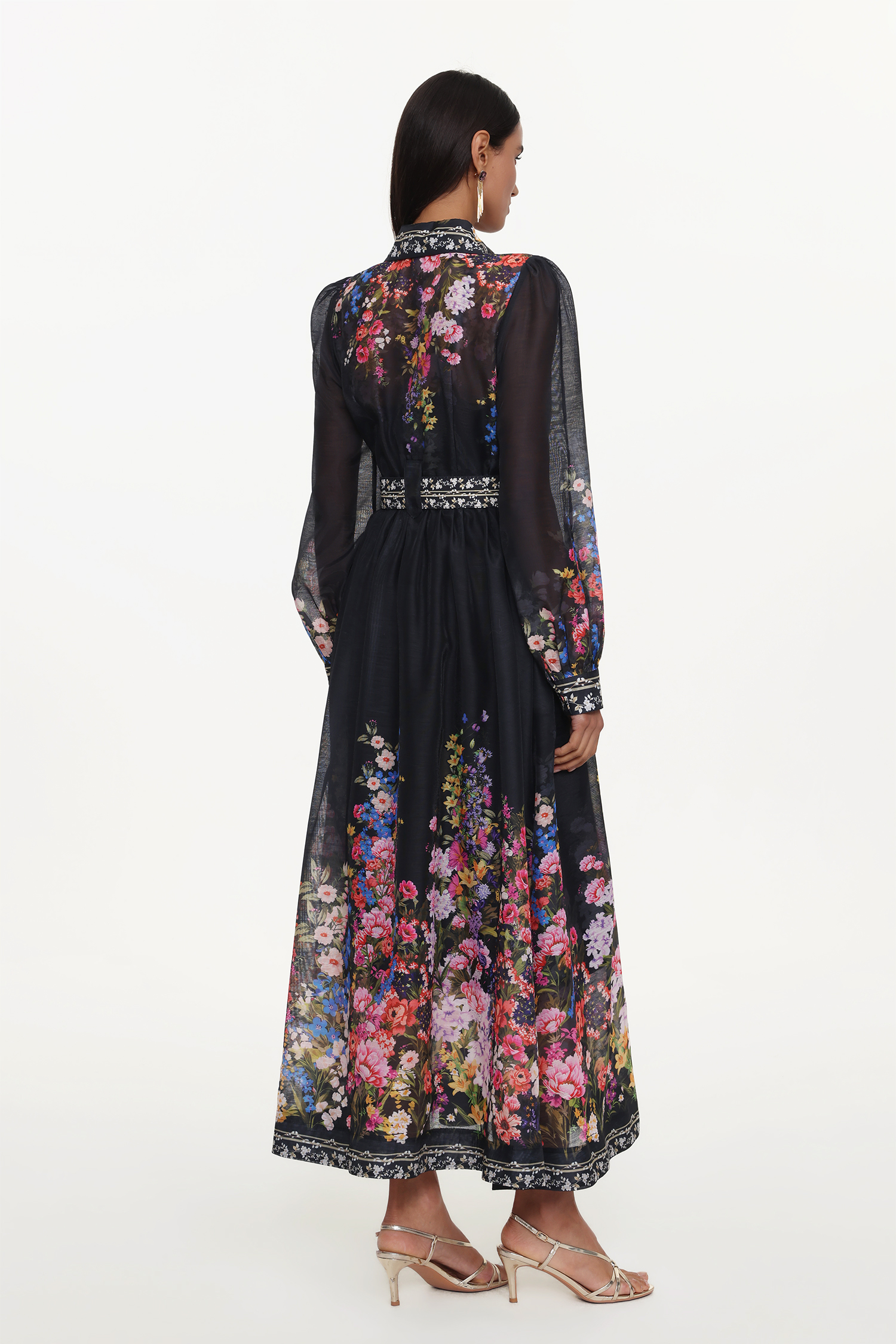 Millie Resort Flowy Long Sleeve Floral Print Woven Maxi Dress