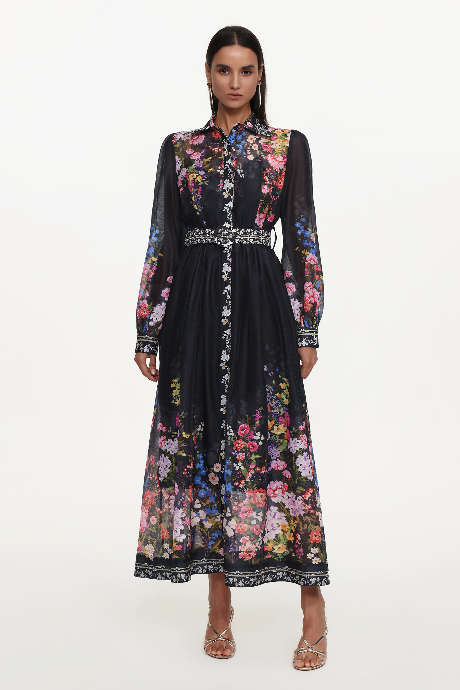 Millie Resort Flowy Long Sleeve Floral Print Woven Maxi Dress