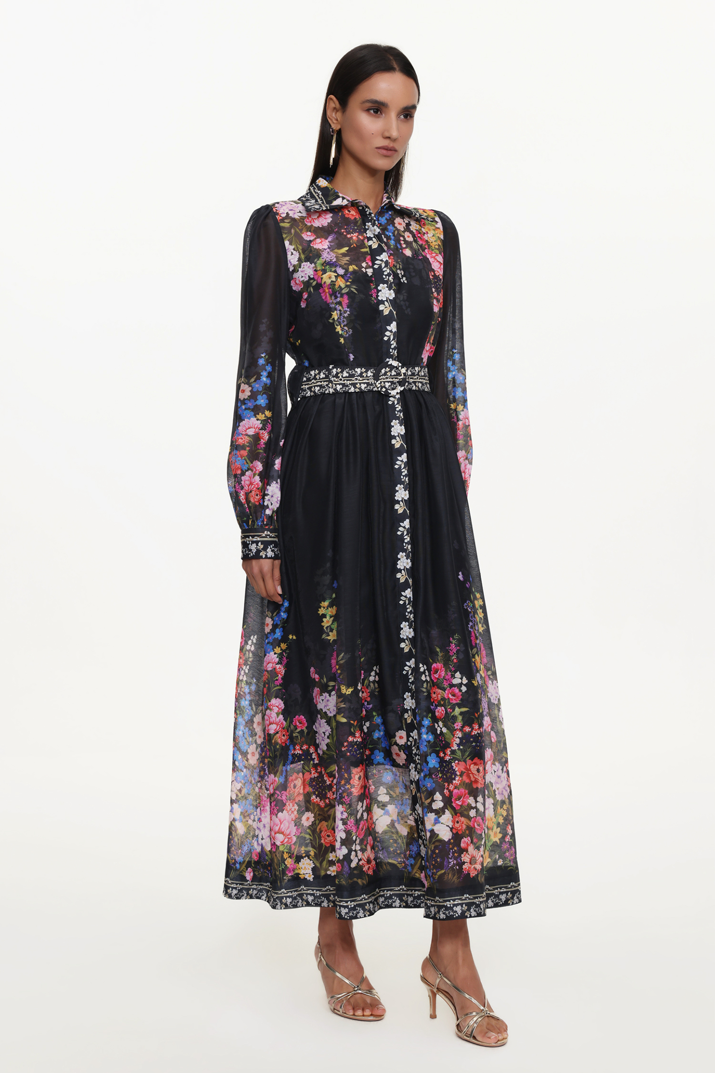 Millie Resort Flowy Long Sleeve Floral Print Woven Maxi Dress