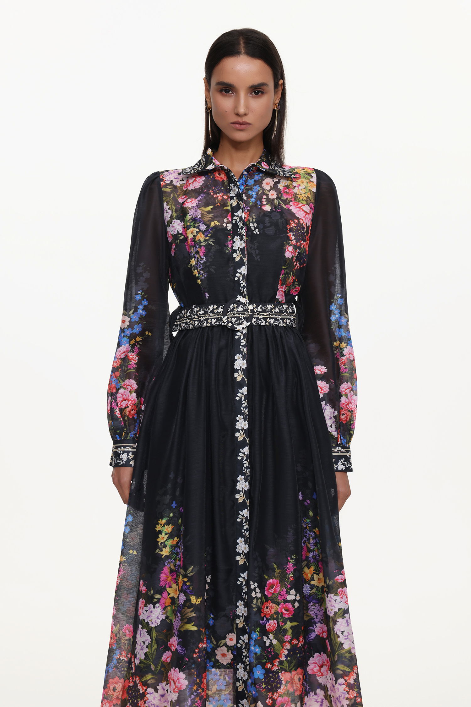 Millie Resort Flowy Long Sleeve Floral Print Woven Maxi Dress