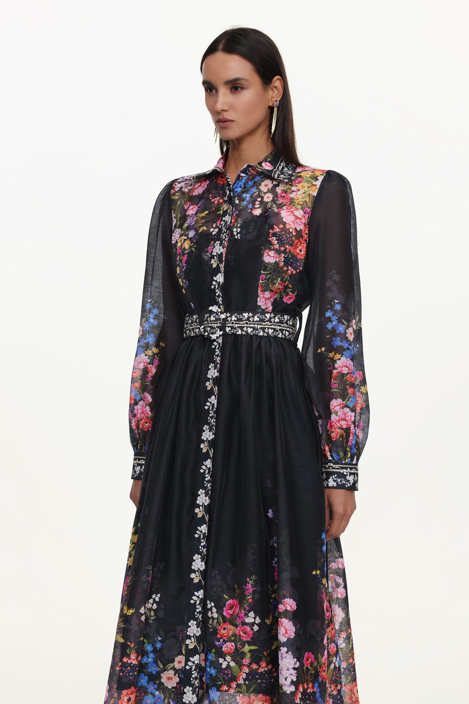 Millie Resort Flowy Long Sleeve Floral Print Woven Maxi Dress