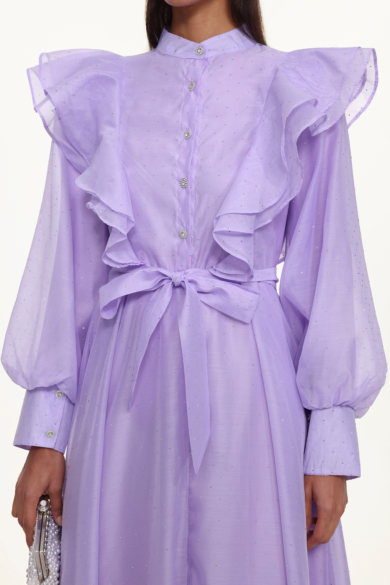 Hattie Resort Flowy Puff Sleeve Ruffle Woven Maxi Dress