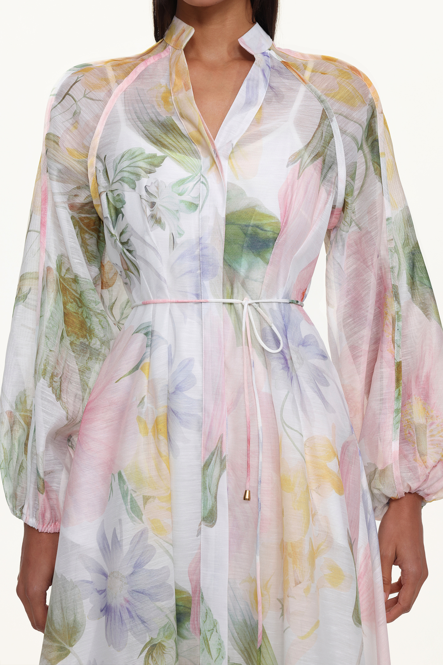 Izara Resort Flowy Long Sleeve Floral Print Woven Maxi Dress