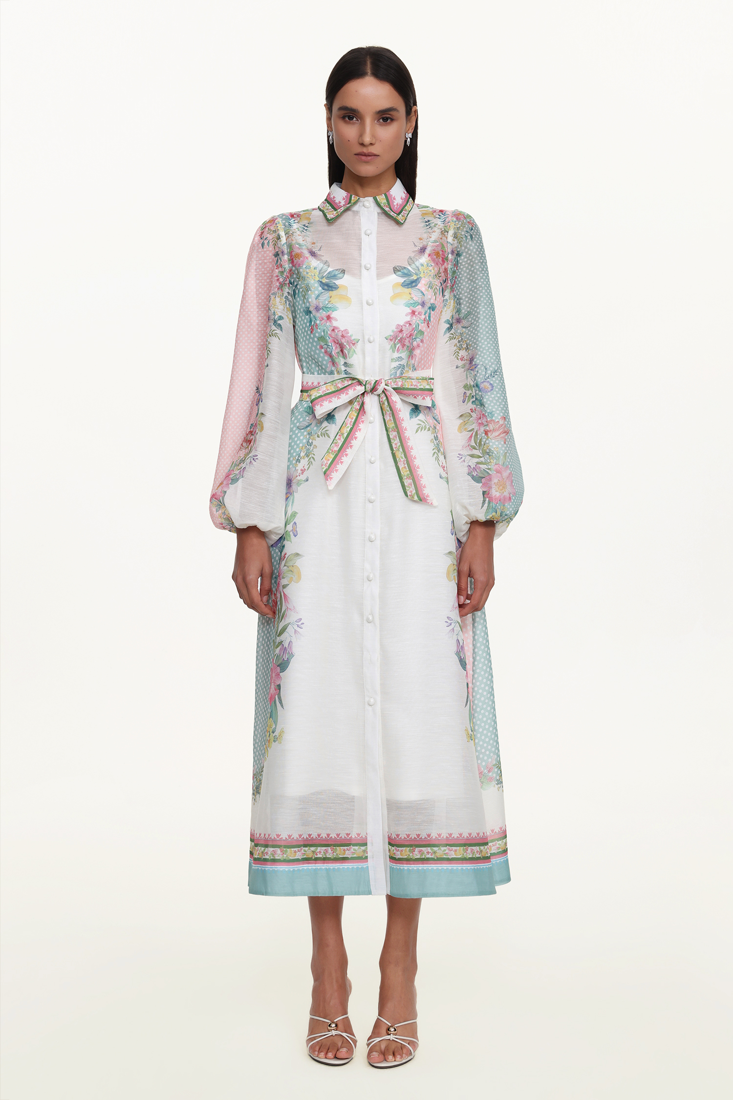 Edyta Resort Flowy Long Sleeve Floral Print Woven Maxi Dress