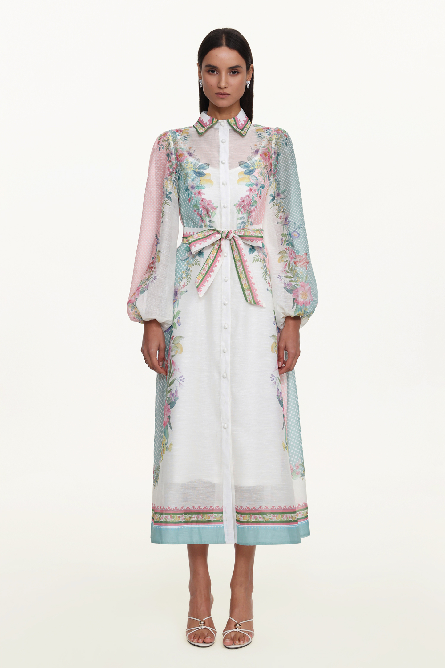 Edyta Resort Flowy Long Sleeve Floral Print Woven Maxi Dress