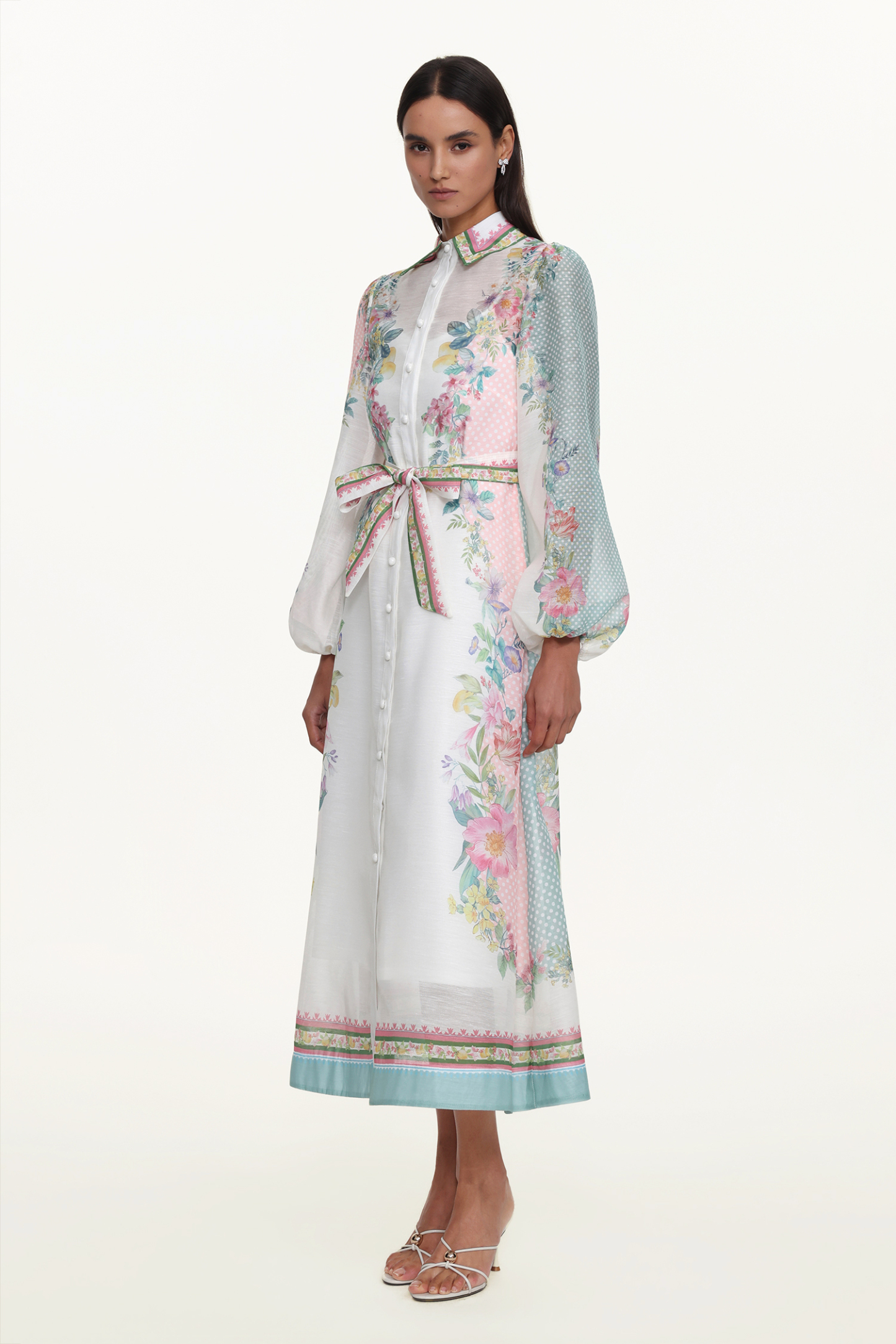 Edyta Resort Flowy Long Sleeve Floral Print Woven Maxi Dress