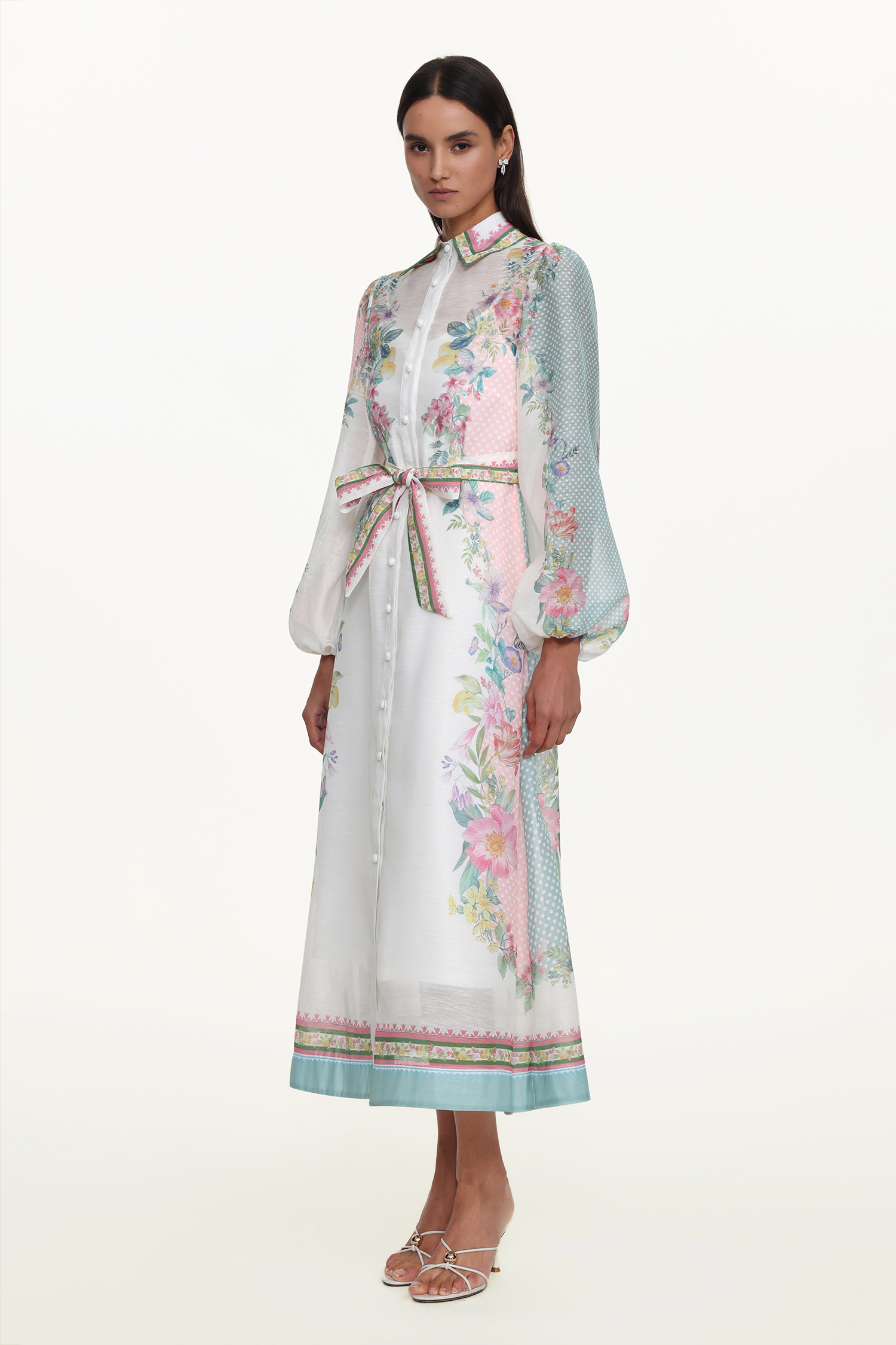 Edyta Resort Flowy Long Sleeve Floral Print Woven Maxi Dress