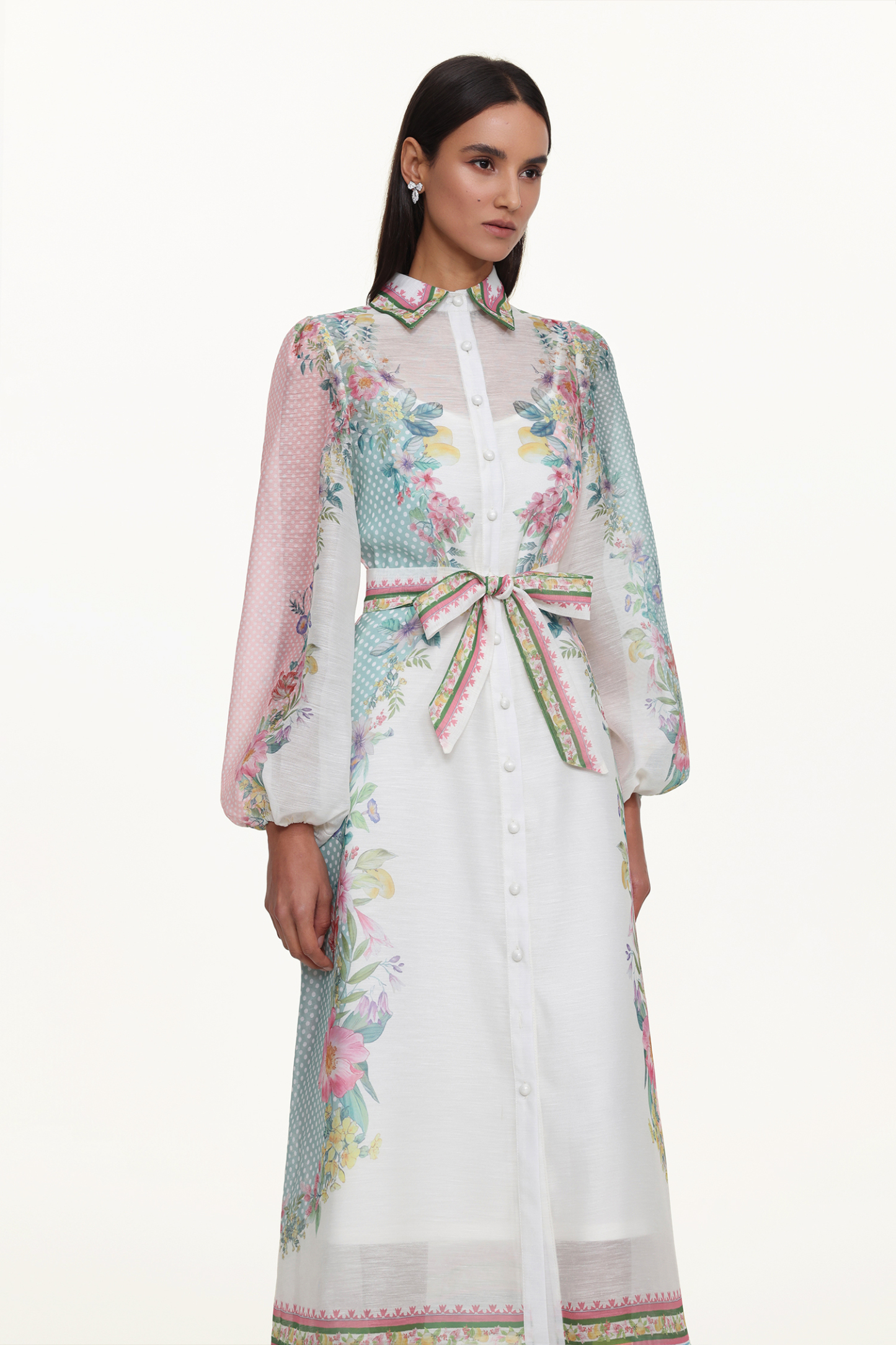 Edyta Resort Flowy Long Sleeve Floral Print Woven Maxi Dress