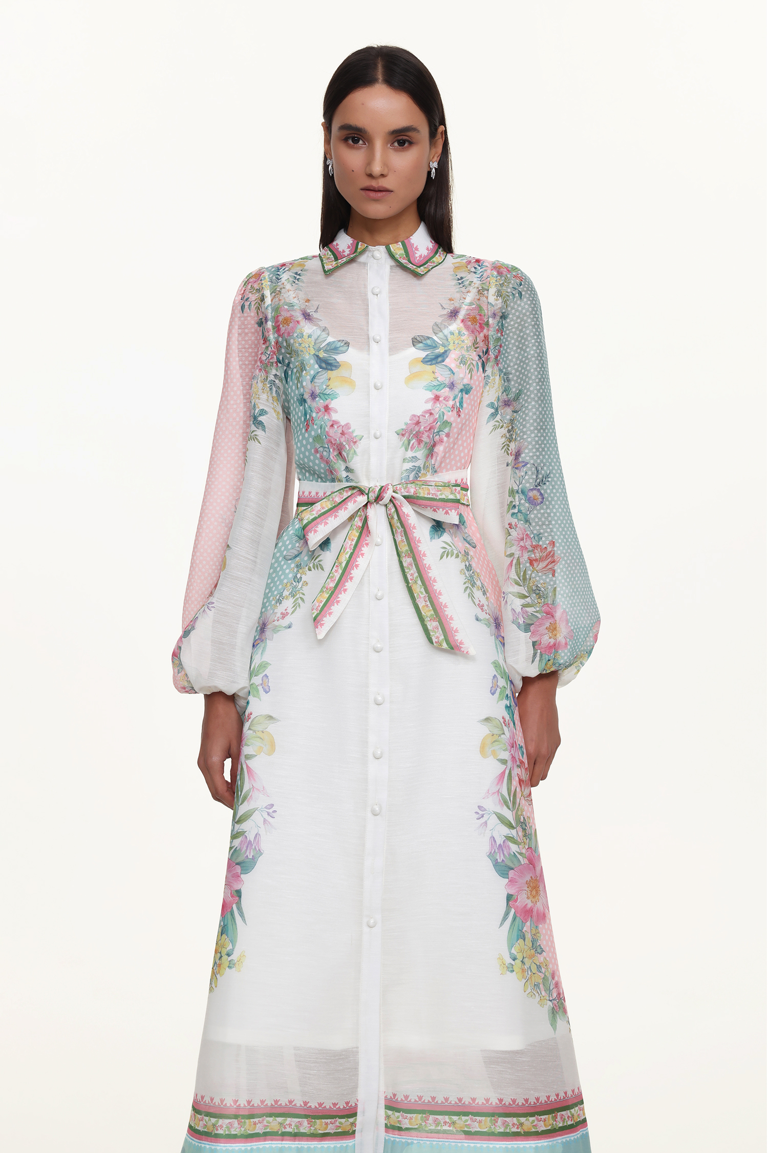 Edyta Resort Flowy Long Sleeve Floral Print Woven Maxi Dress