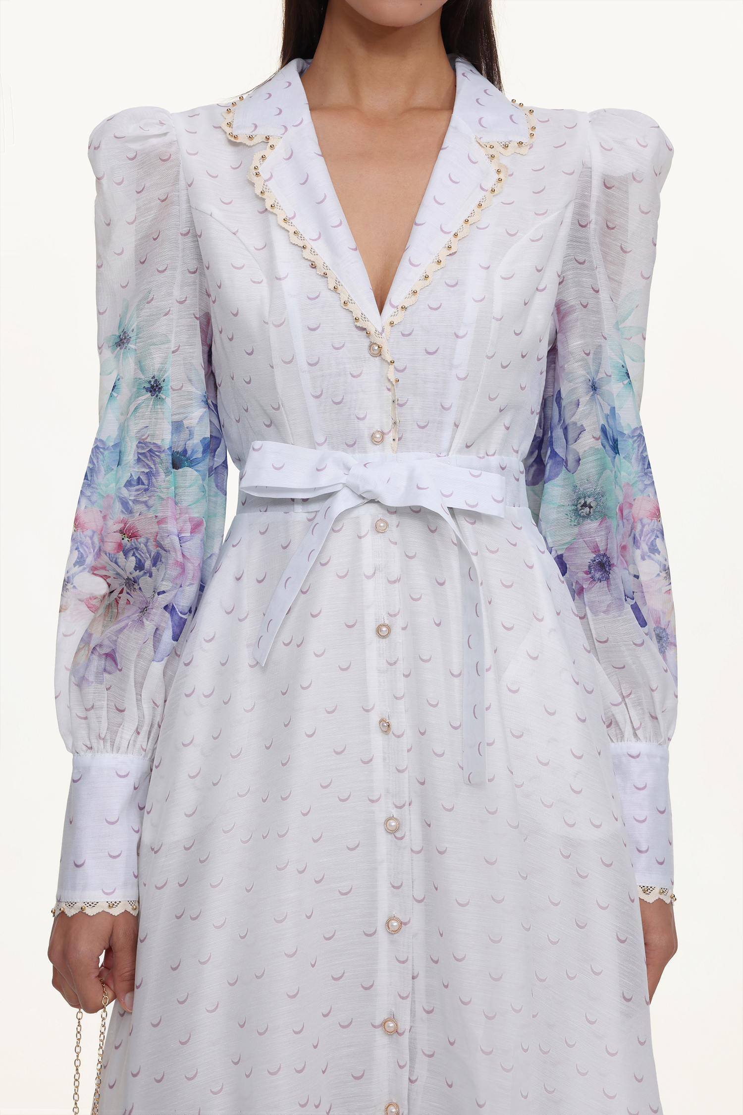 Rina Resort Flowy Long Sleeve Floral Print Ruffle Woven Maxi Dress