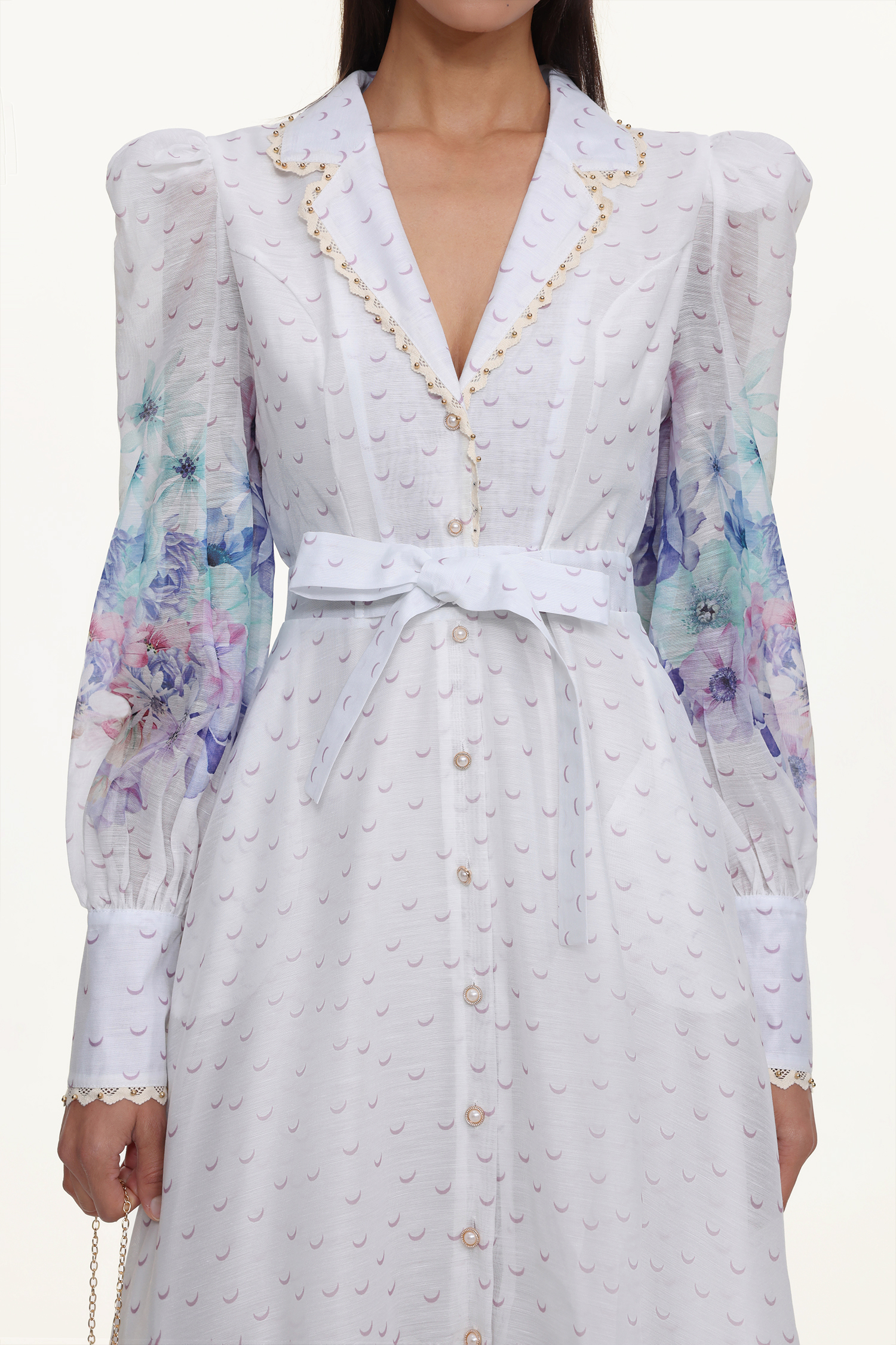 Rina Resort Flowy Long Sleeve Floral Print Ruffle Woven Maxi Dress