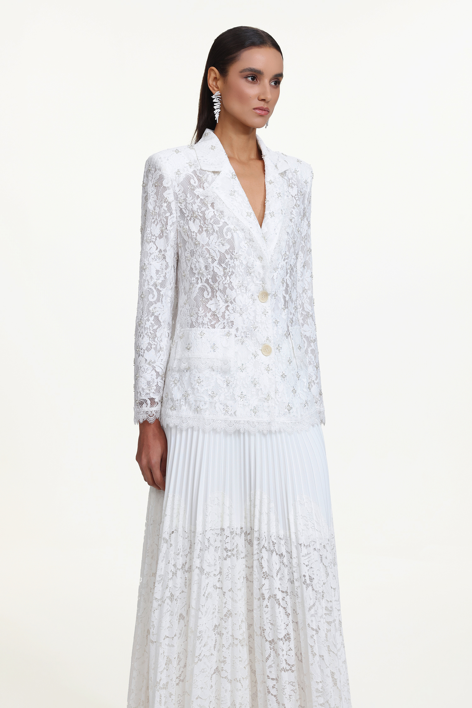 Yuma Romantic Tailored Long Sleeve Lace Blazer