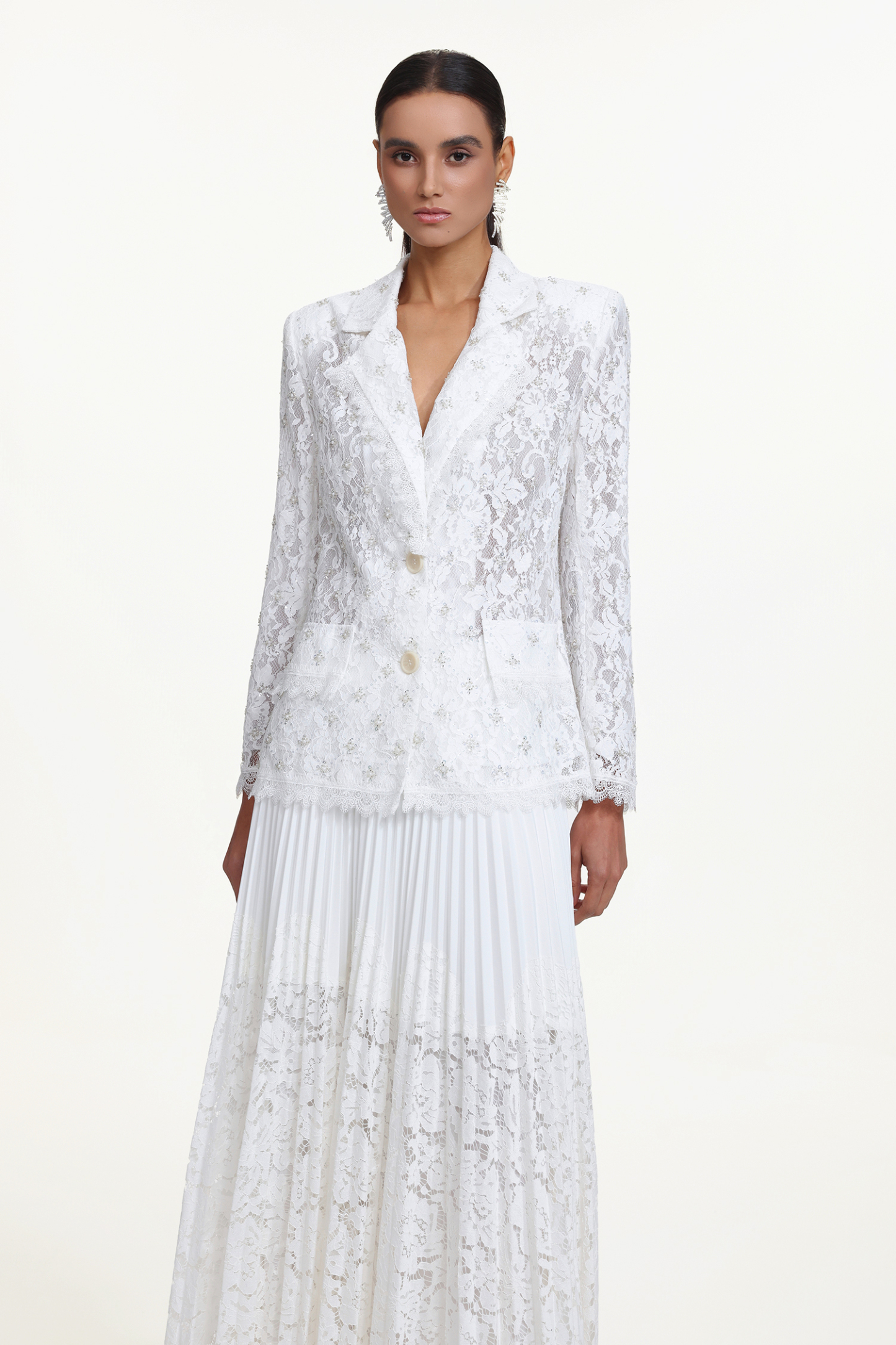 Yuma Romantic Tailored Long Sleeve Lace Blazer