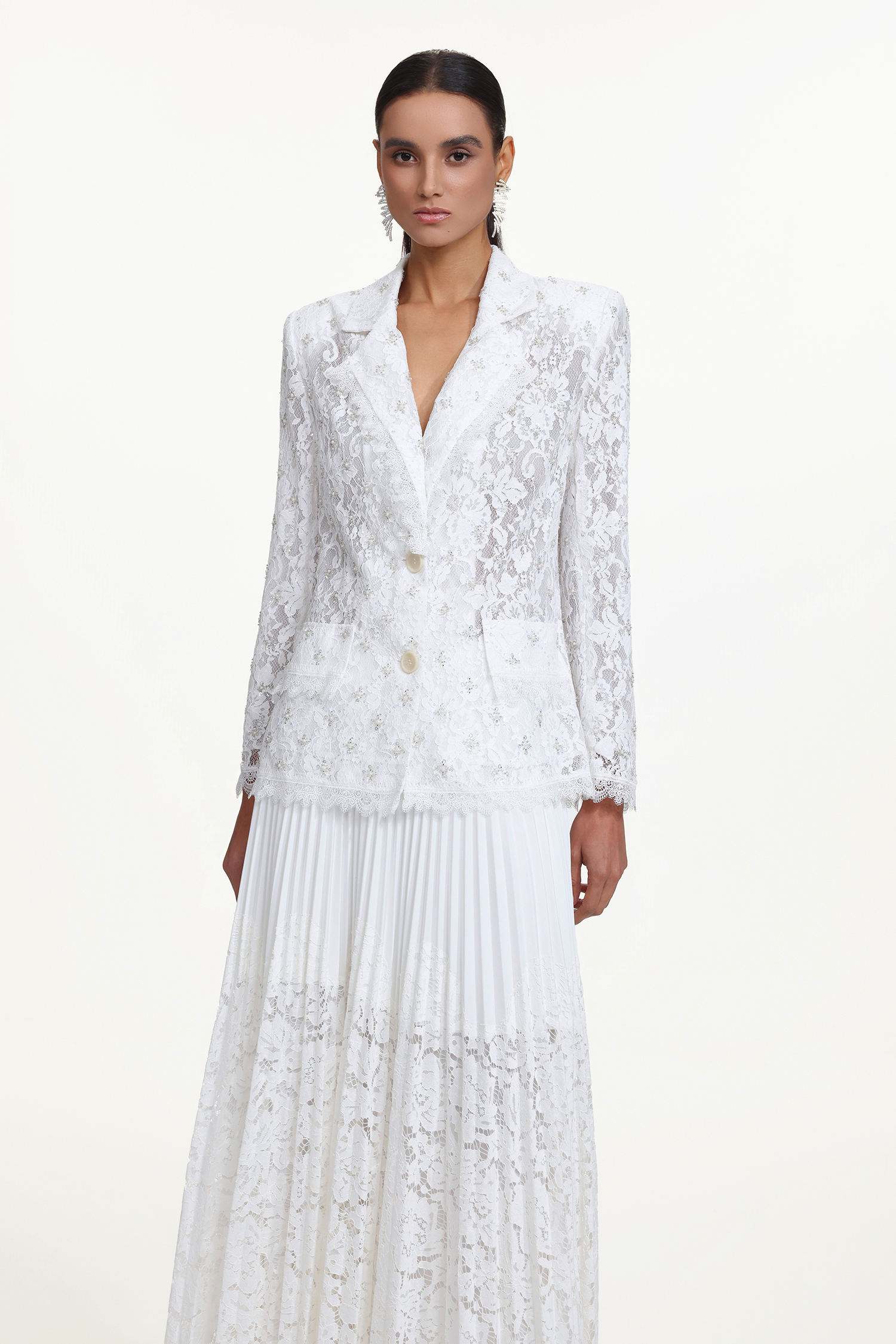 Yuma Romantic Tailored Long Sleeve Lace Blazer