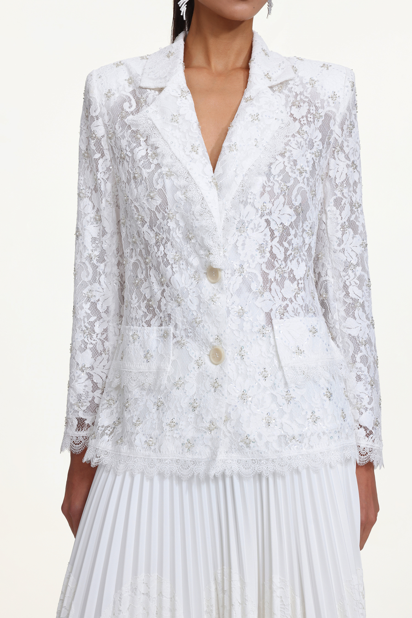 Yuma Romantic Tailored Long Sleeve Lace Blazer