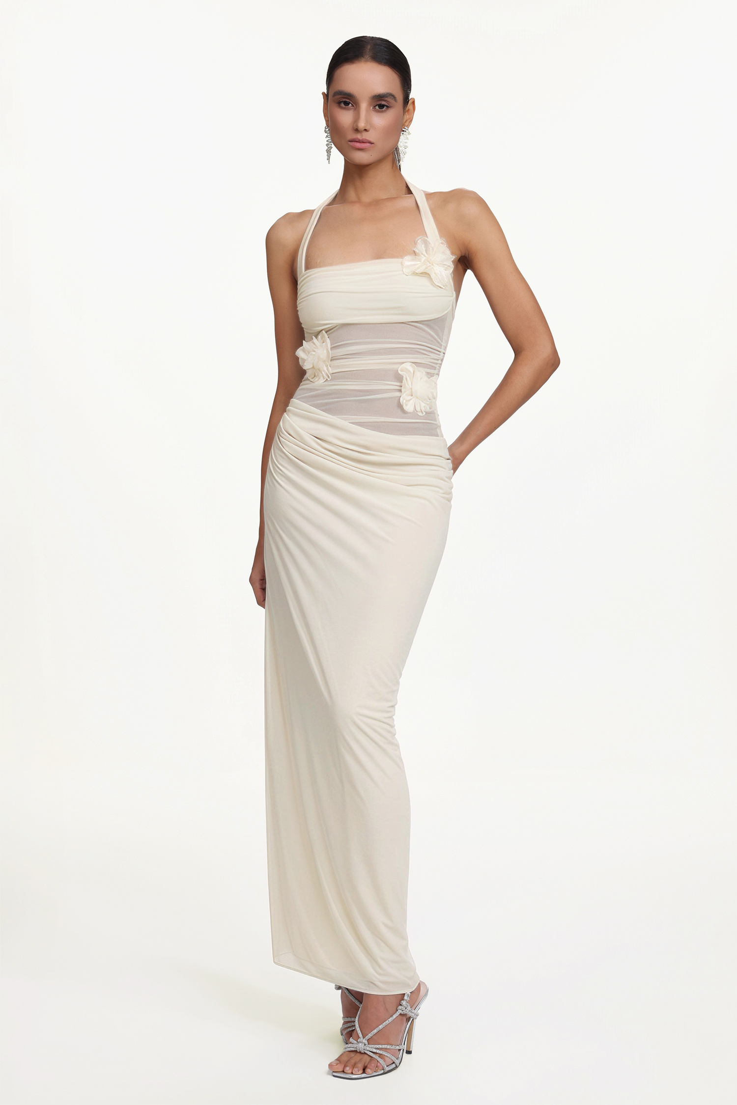 Lacava Romantic Contour Halter Ruched Floral Maxi Dress