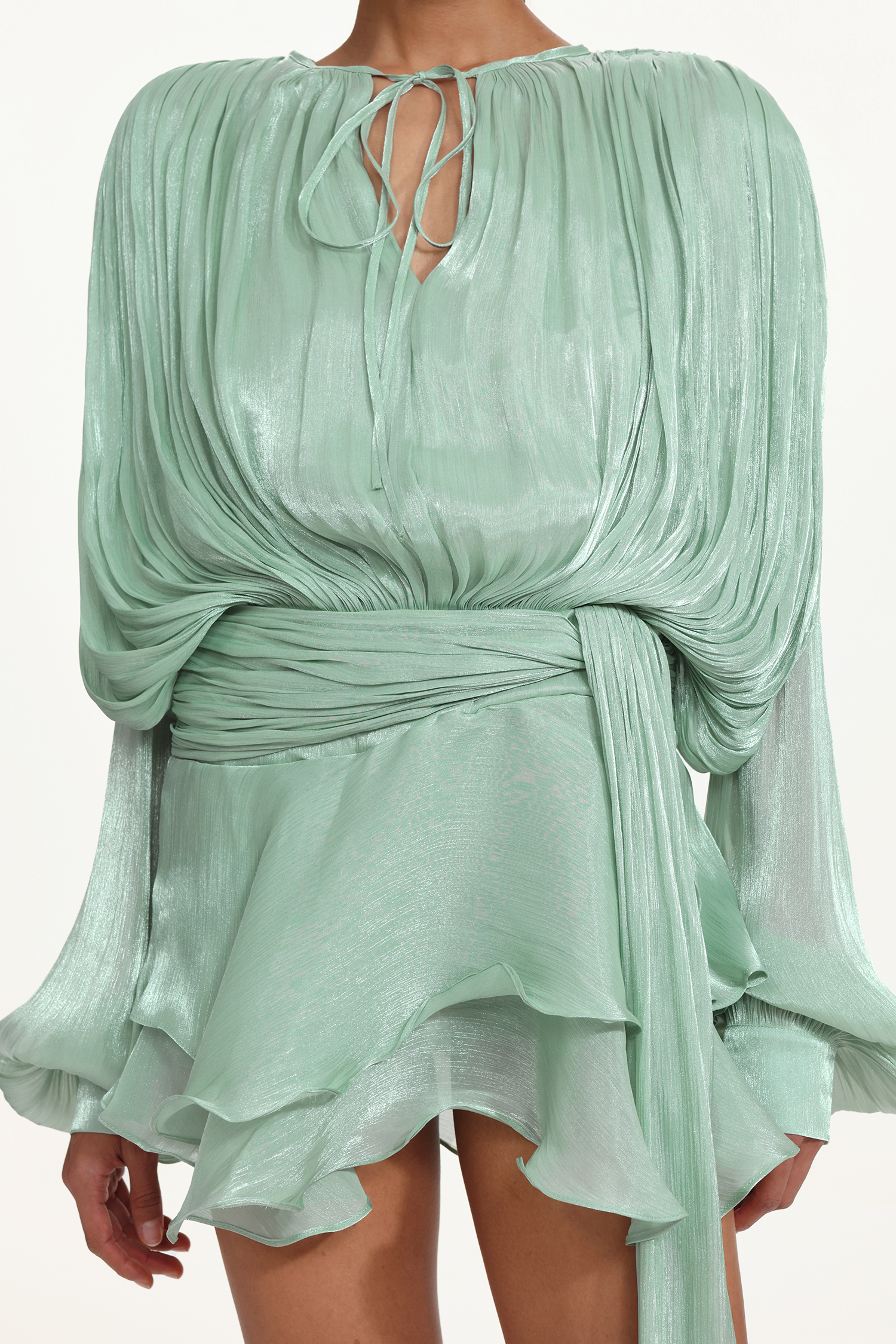 Dekia Long Sleeves Hollow Out Flounce Mini Dress