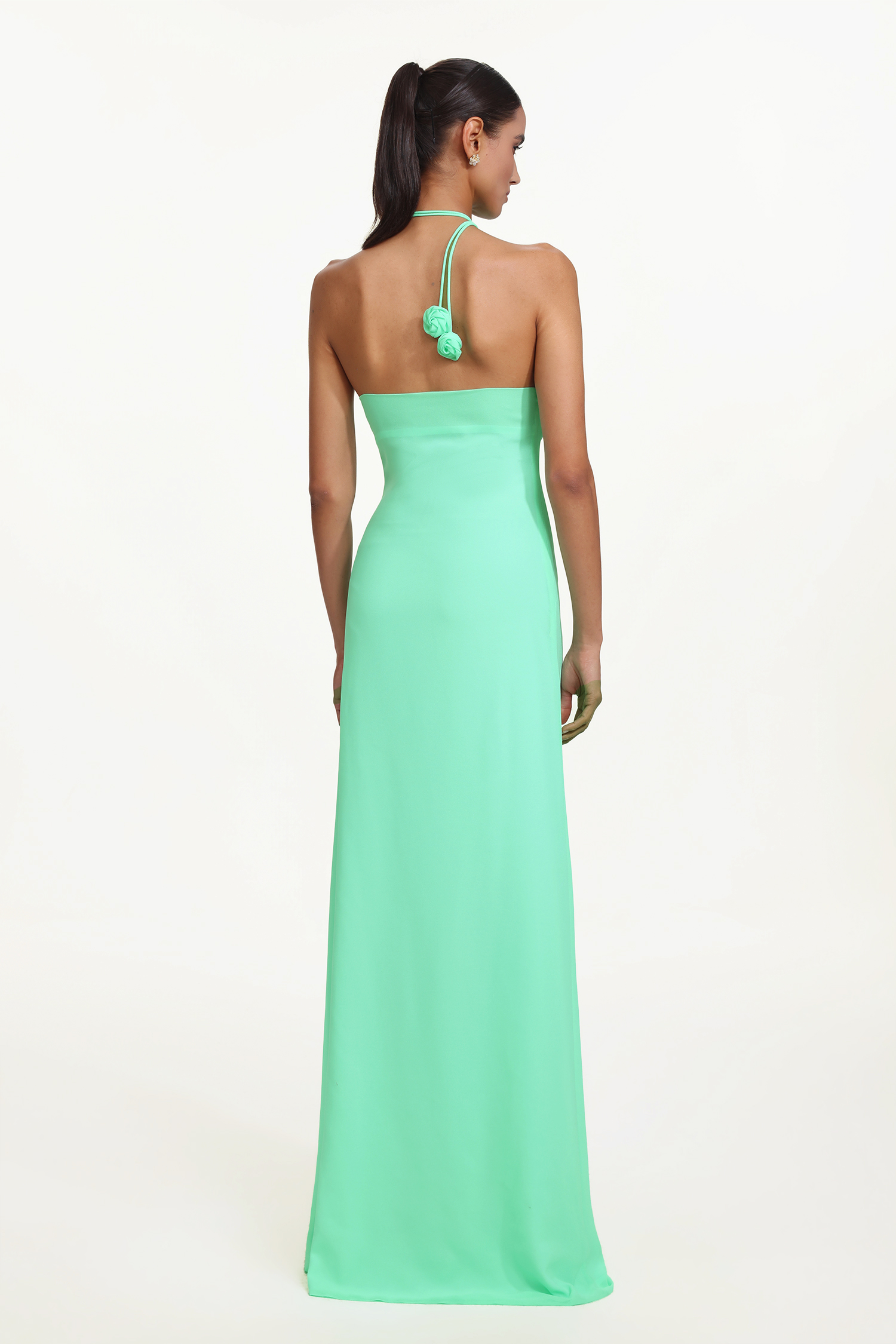 Johe Elegant Flowy Cowl Neck Halter Floral Maxi Dress