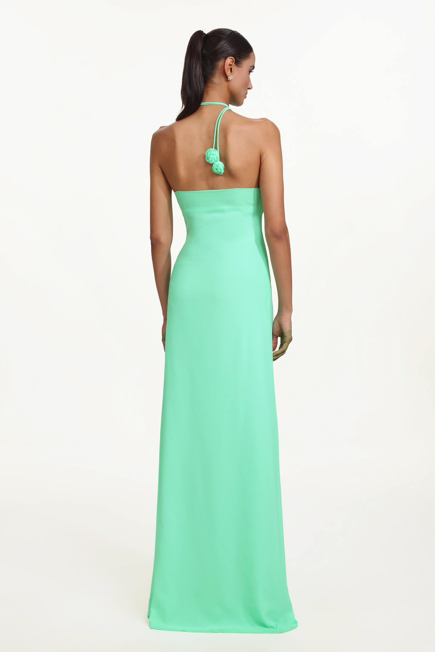 Johe Elegant Flowy Cowl Neck Halter Floral Maxi Dress