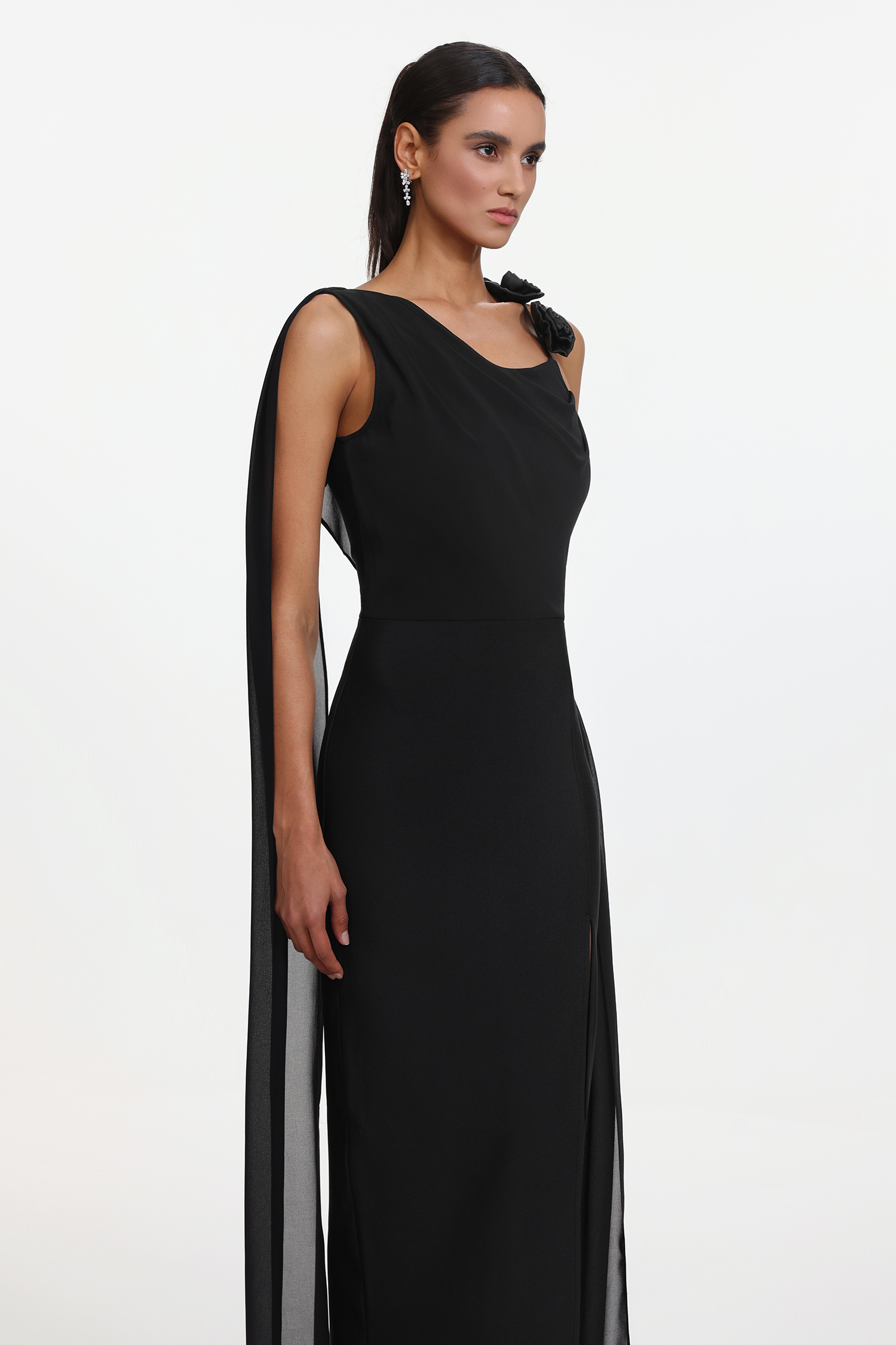 Eliza Elegant Flowy Sleeveless Asymmetric Floral Maxi Dress