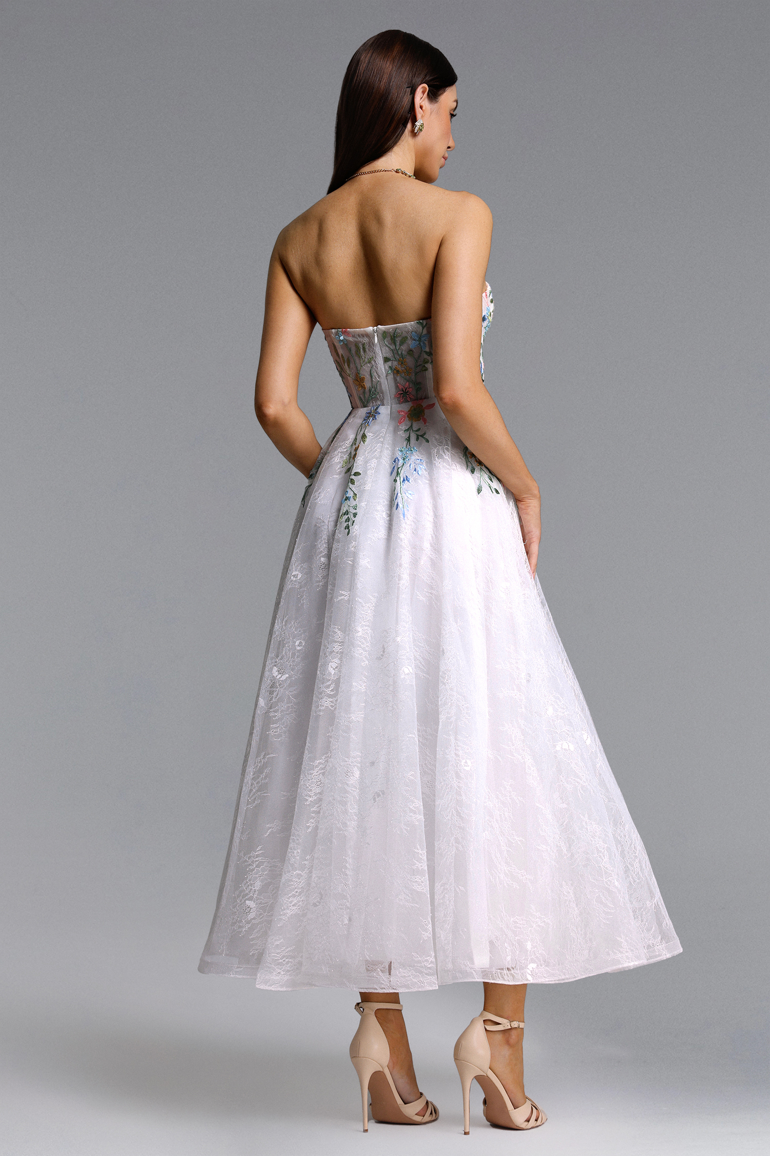 Joie Romantic Tailored Floral Embroidered Lace Maxi Dress