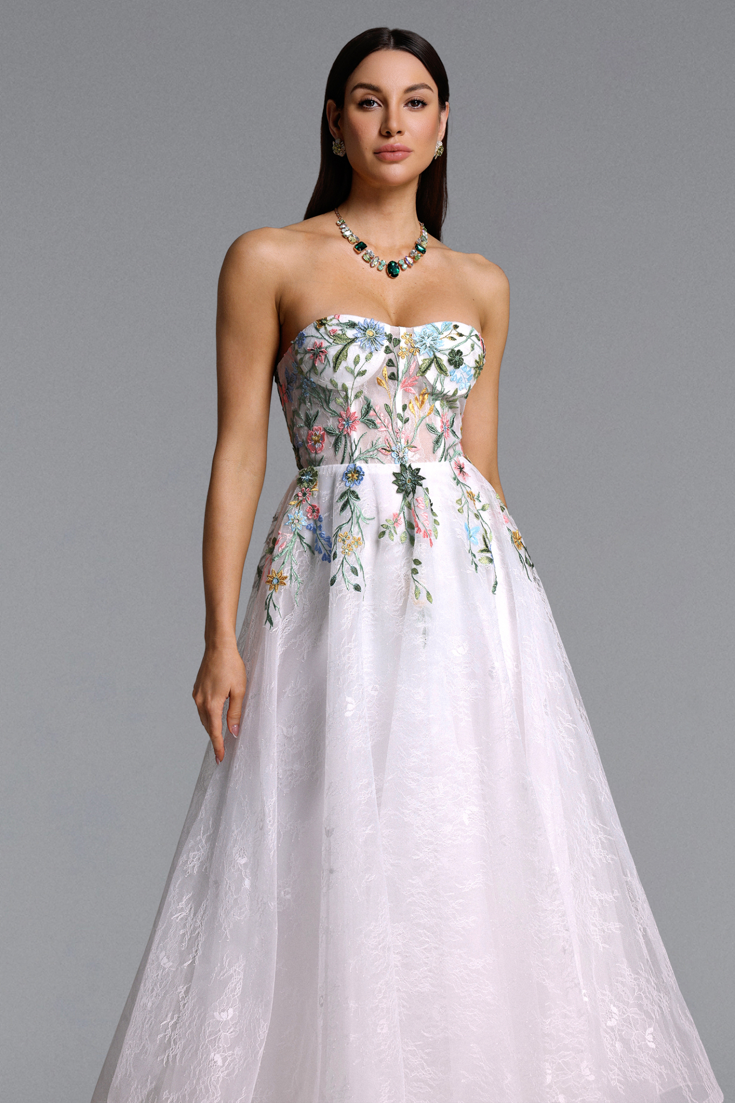 Joie Romantic Tailored Floral Embroidered Lace Maxi Dress