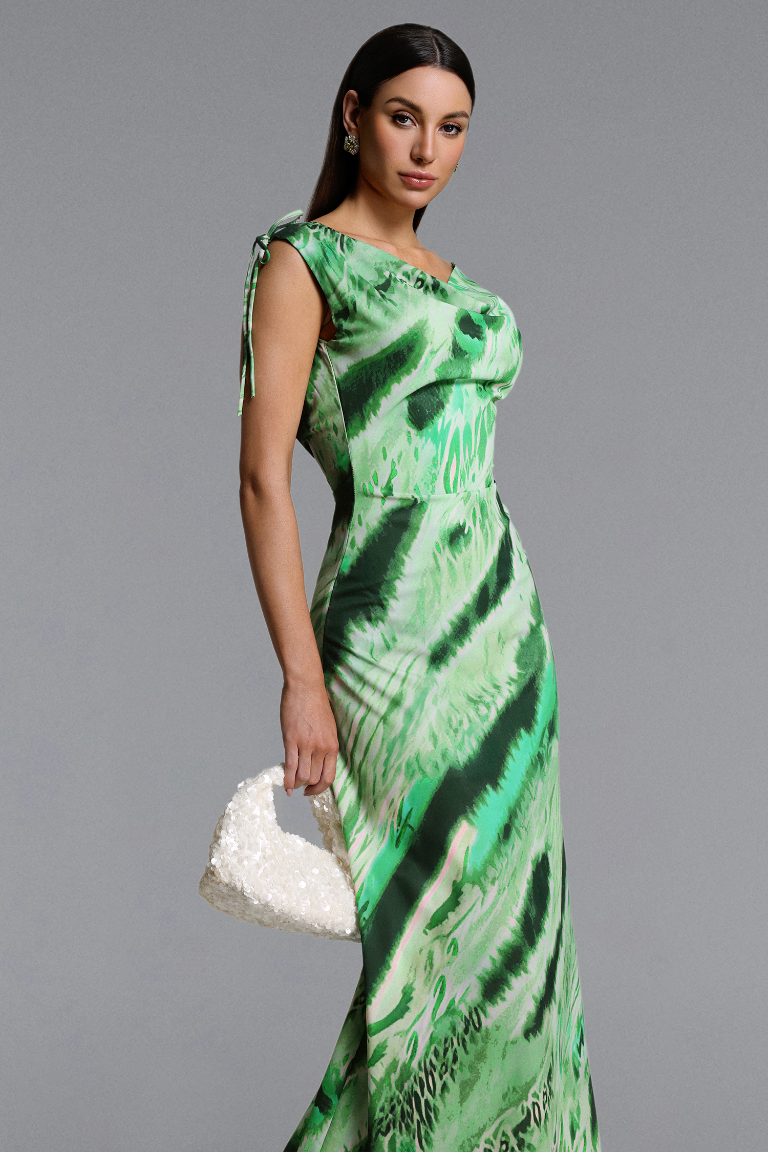 Uri Chic Contour V Neck Sleeveless Abstract Print Maxi Dress