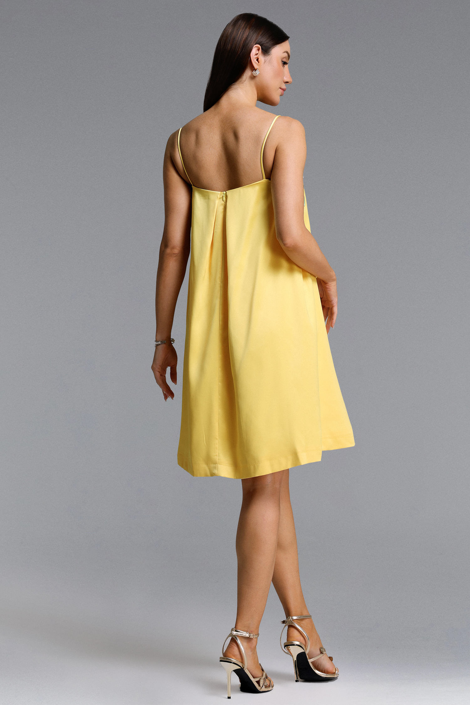 Prunella Romantic Flowy Sleeveless Floral Embroidered Mini Dress