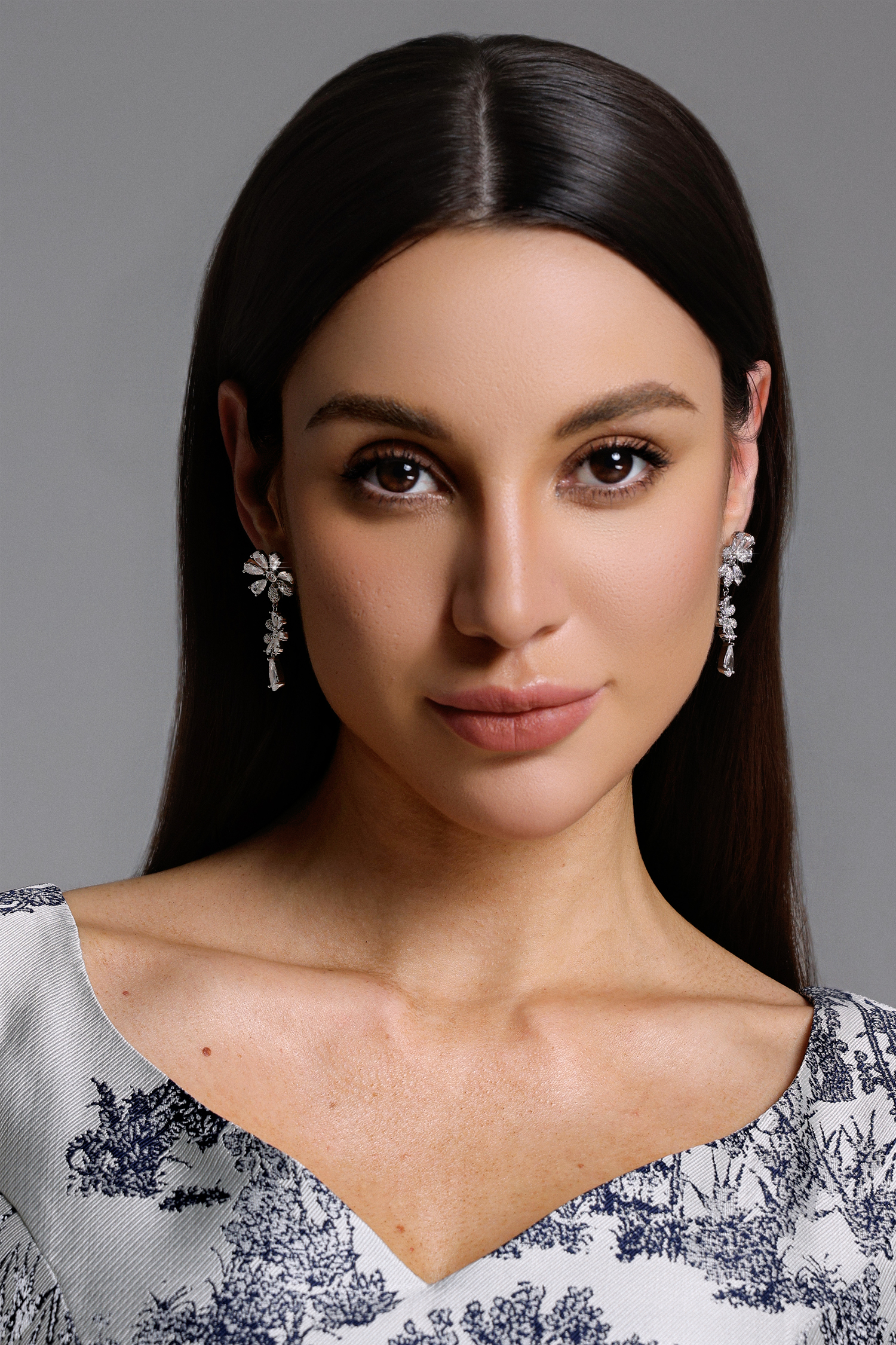 Wynn Flower Drop Diamond Earrings