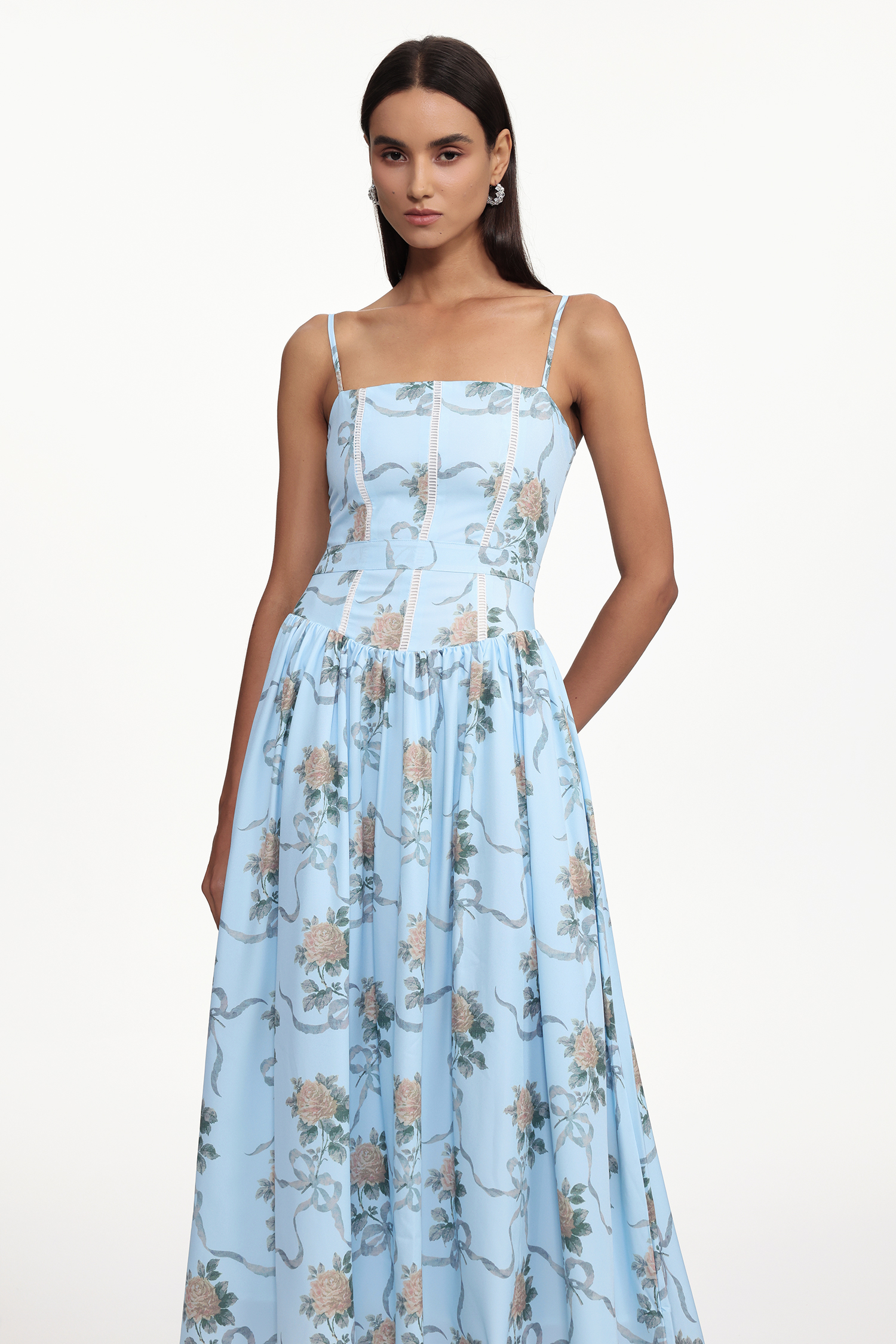 Starsha Resort Cinched Sleeveless Print Woven Maxi Dress