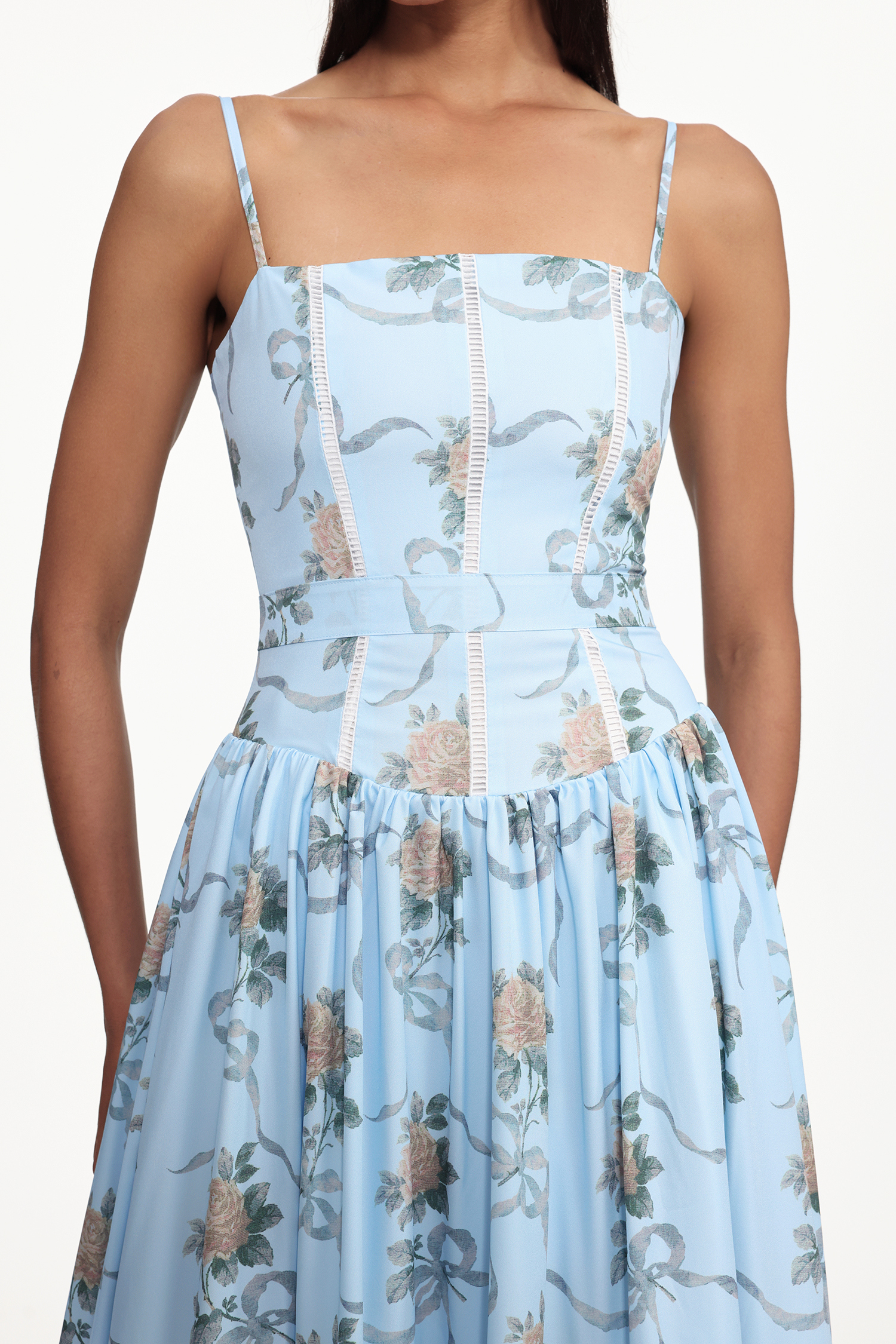 Starsha Resort Cinched Sleeveless Print Woven Maxi Dress