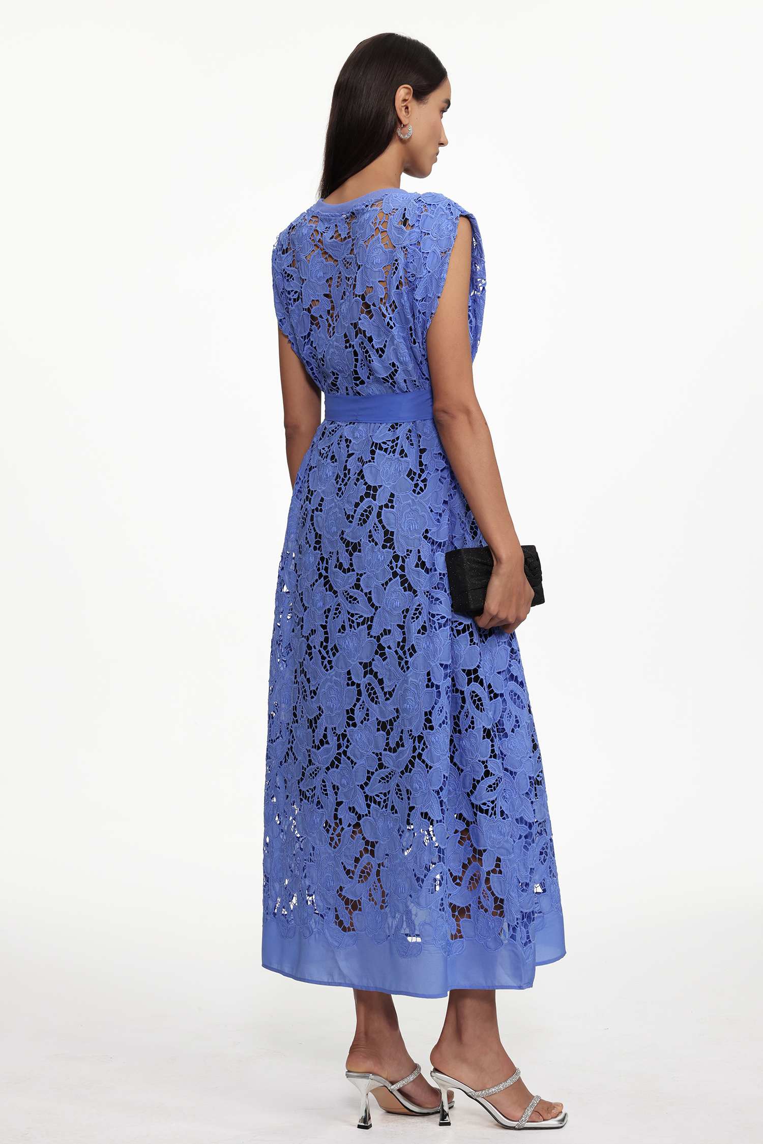 Dole Resort Round Neck Sleeveless Floral Lace Maxi Dress