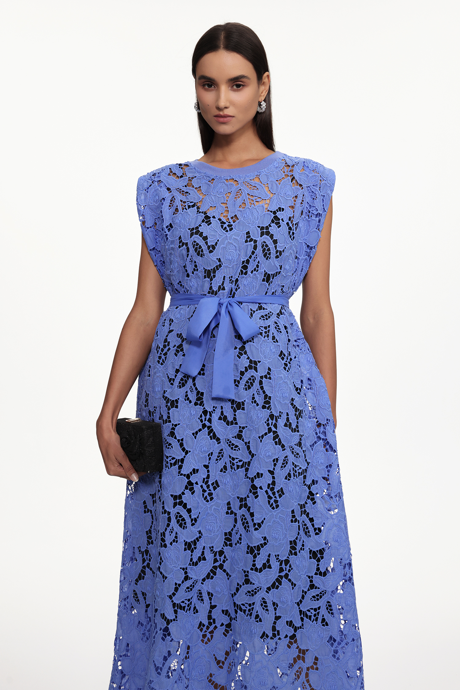 Dole Resort Round Neck Sleeveless Floral Lace Maxi Dress