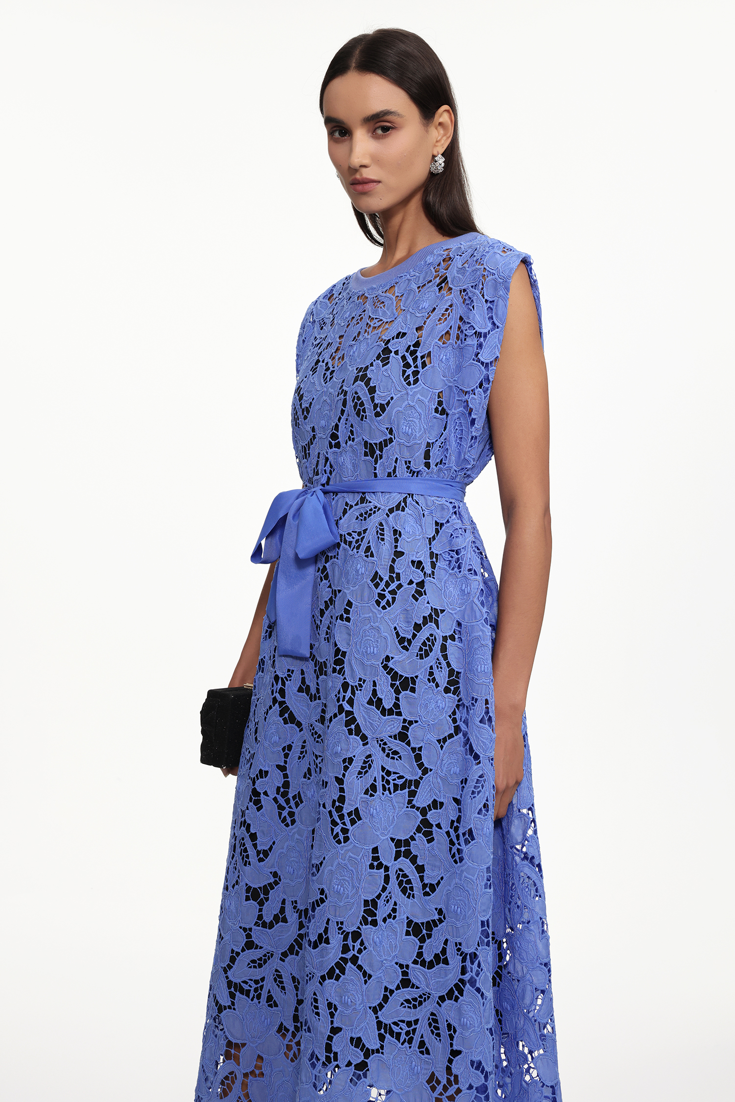 Dole Resort Round Neck Sleeveless Floral Lace Maxi Dress